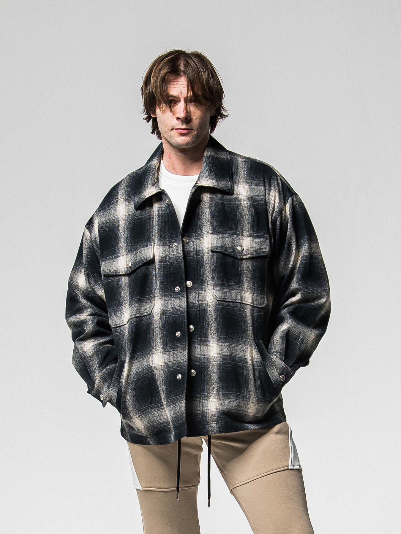 【予約品 8月31日(日) 締切】FLANNEL CHECK JK / フランネルチェック ジャケット / ブラック