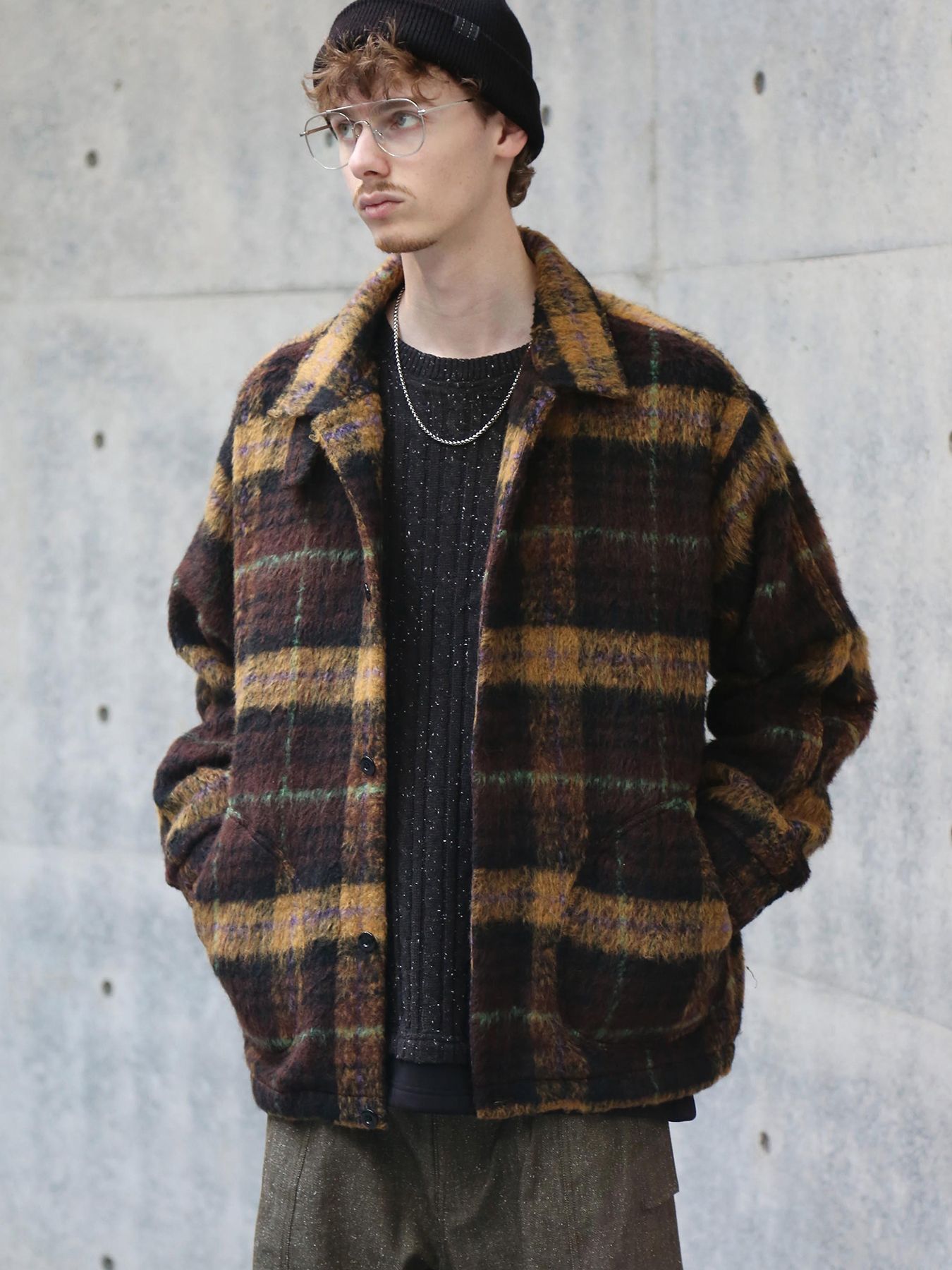 【予約品】WOOLY JKT / ブラウン×マスタード【QUOLT】