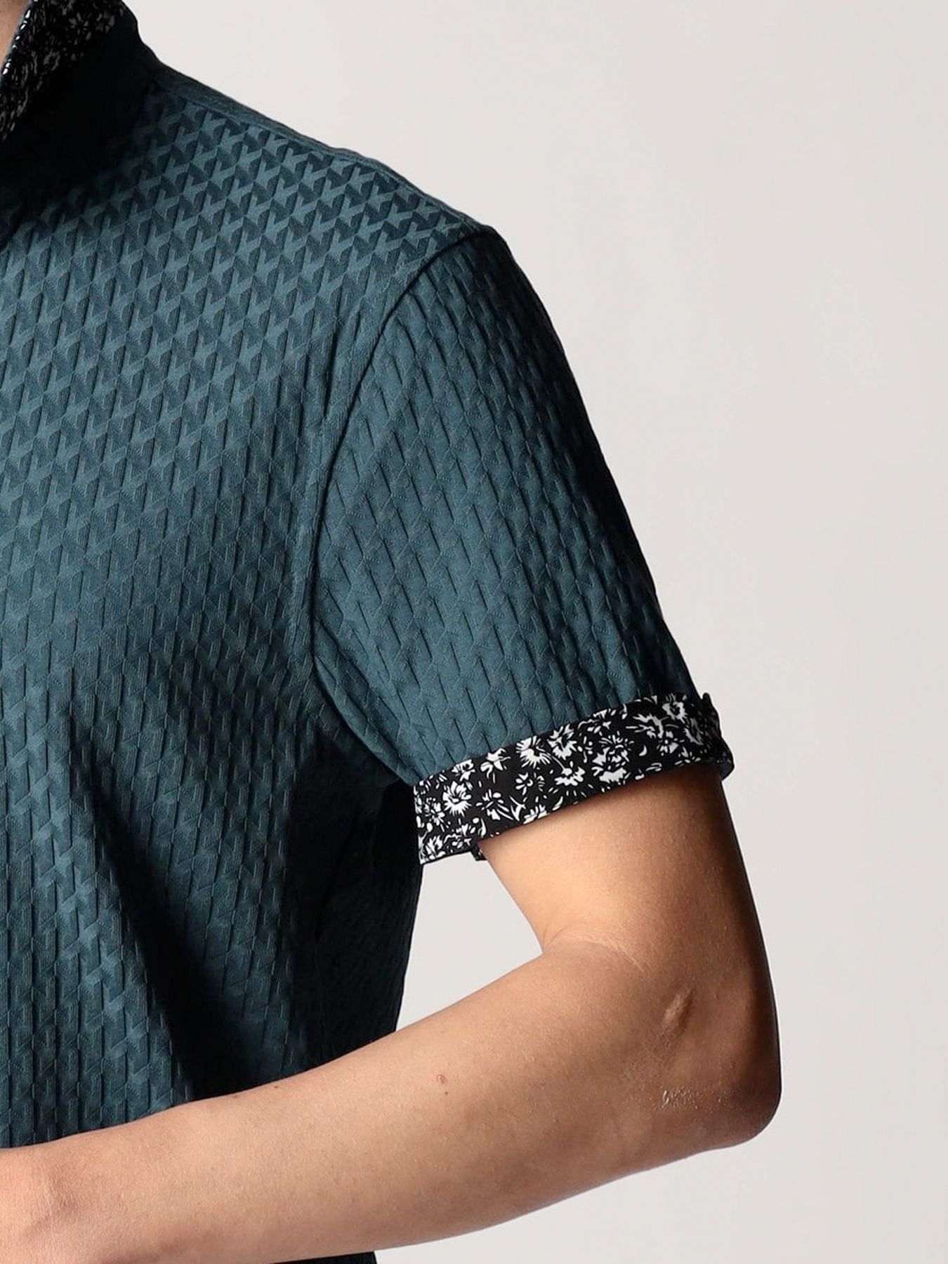 リンクスジャカードスキッパーポロシャツ / ブルー【NICOLE CLUB FOR MEN】