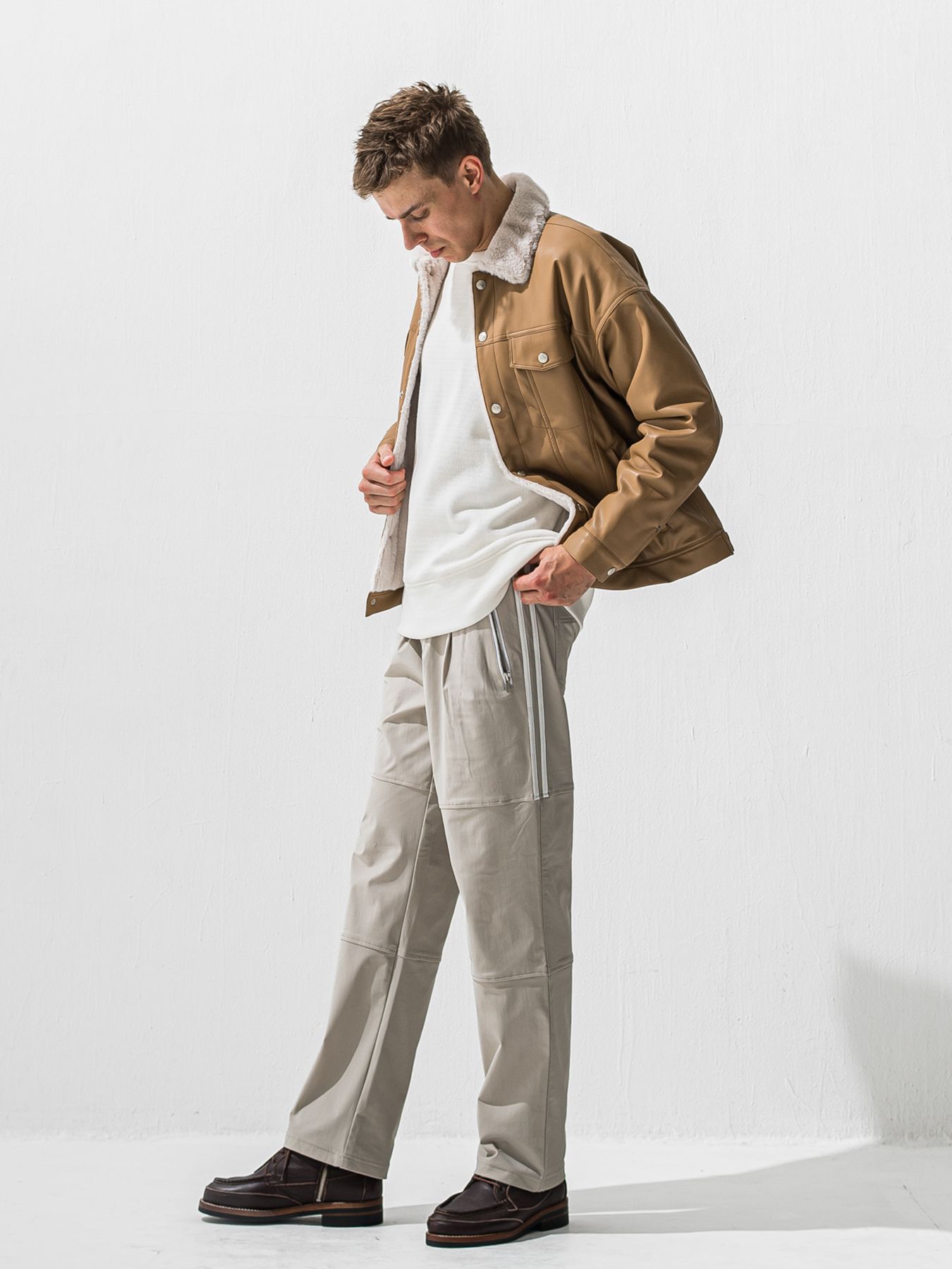 【予約品 9月6日(日) 締切】VELOURS FLEECE THERMAL LOOSE TRAINER / 裏起毛 ハニカムサーマル ルーズトレーナー / ホワイト