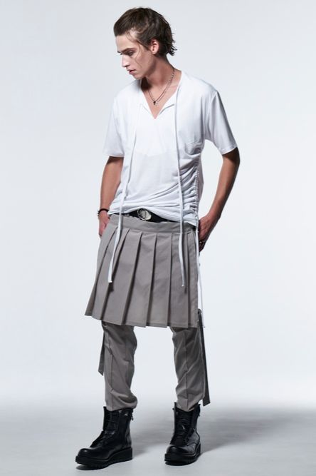 《予約品》 PipingSlitT-Shirt / ホワイト 【kiryuyrik】 2023年4月以降入荷予定