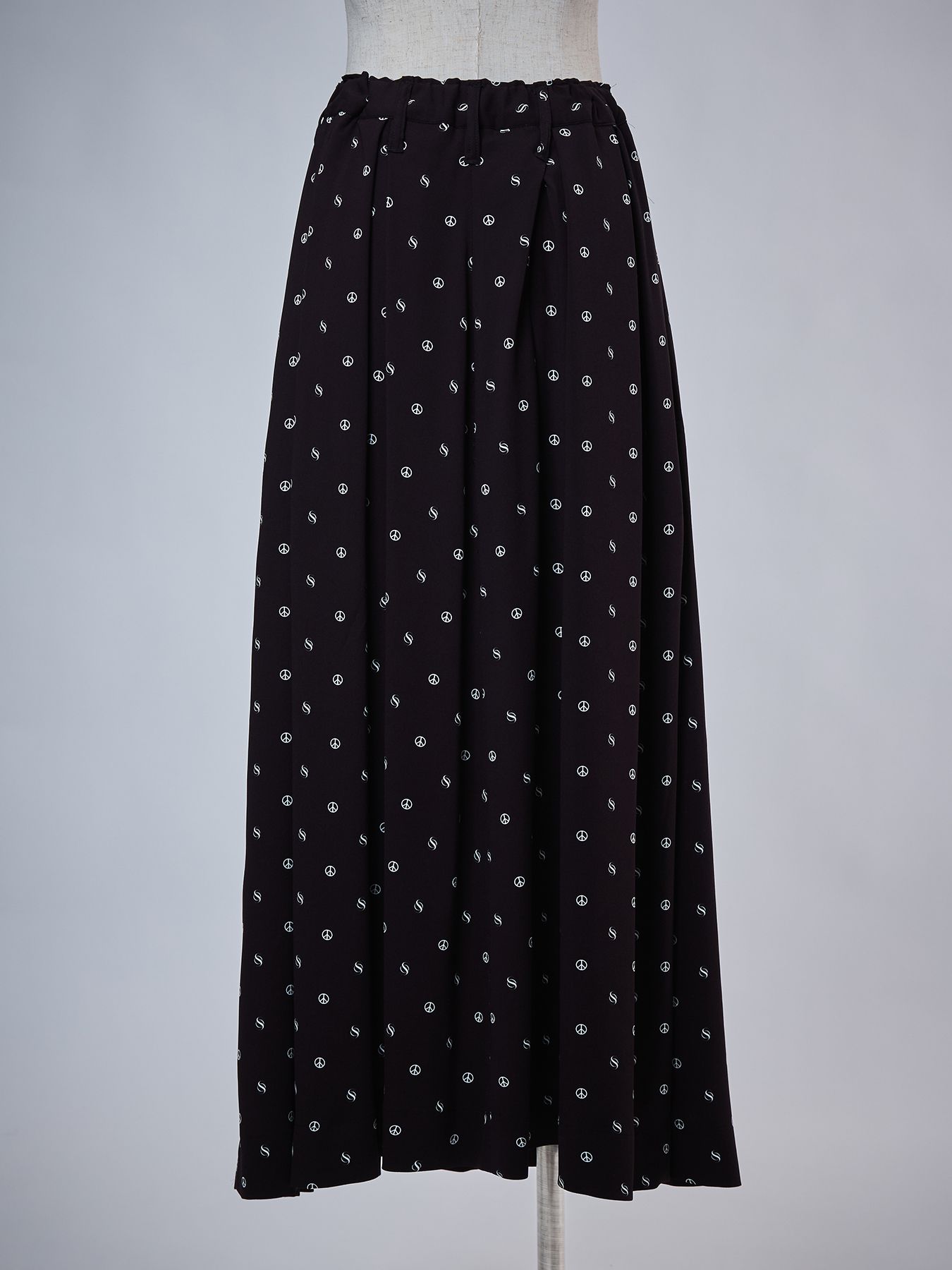 【予約品 4月26日(日) 締切】Peace Dot Drape Skirt / ピースドット ドレープスカート / ブラック