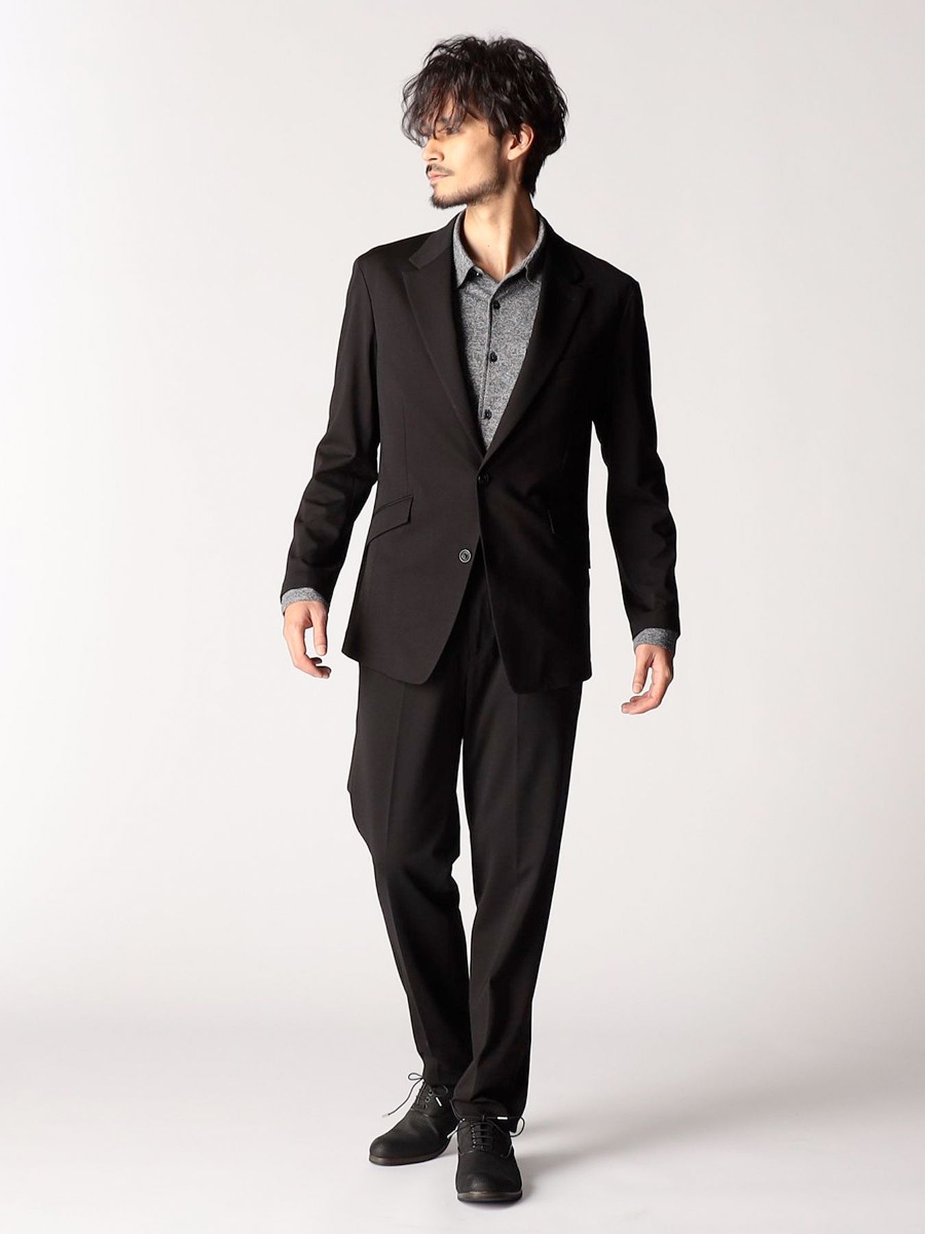 スムースジャージ2Bジャケット / ブラック 【NICOLE CLUB FOR MEN】