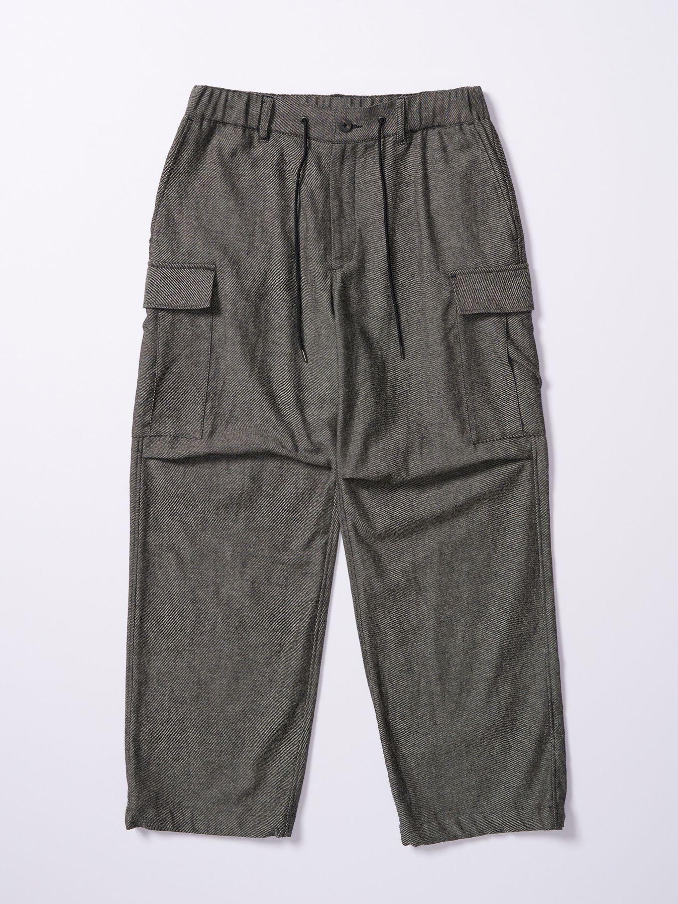 【予約品 4月19日(日) 18時締切】natural blend wool easy cargo / ナチュラルブレンドウール イージーカーゴパンツ / ナチュラル×ブラック