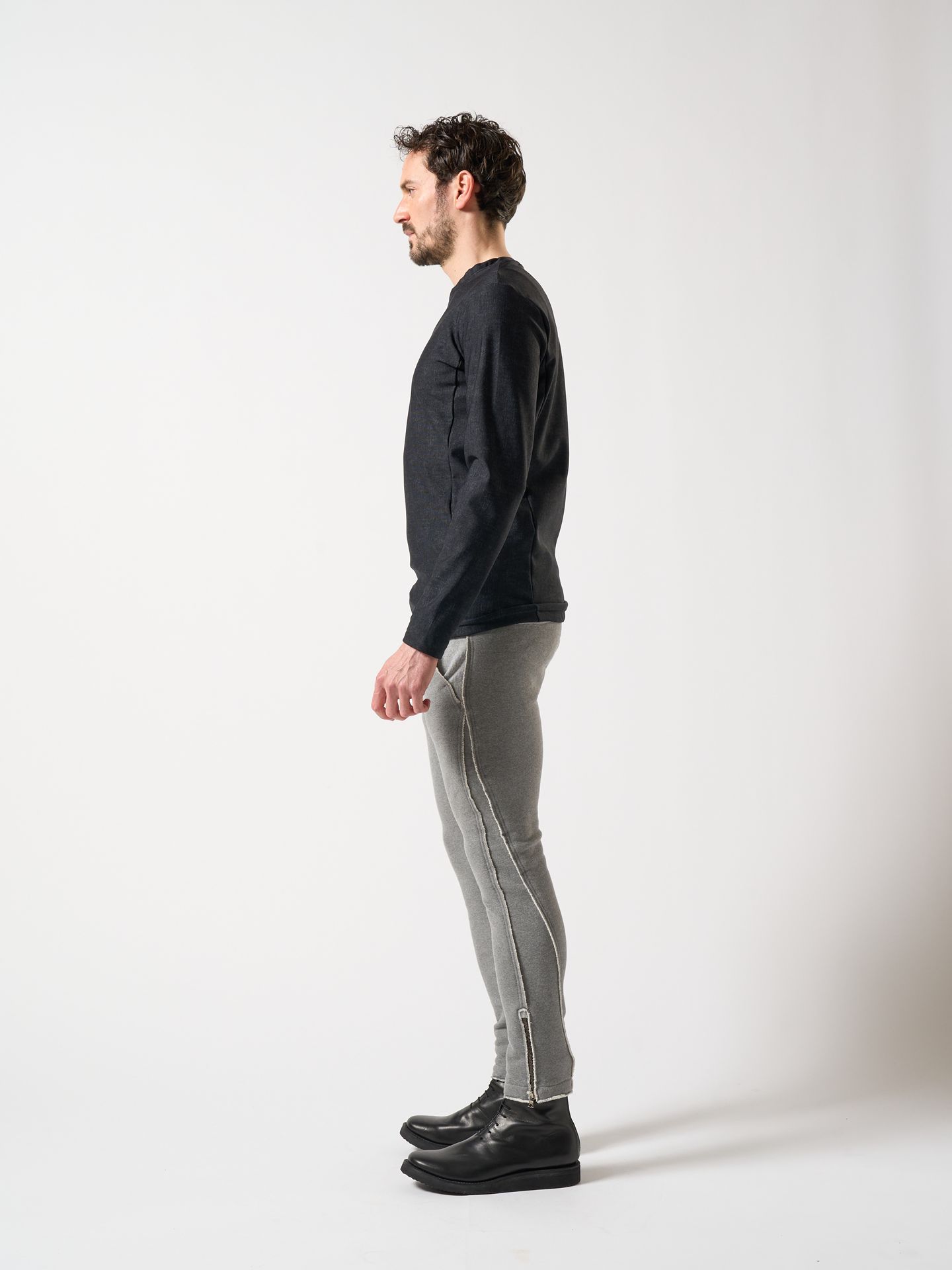 【予約品】 hem zip seam pants / スリムパンツ / グレー