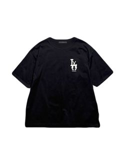 【予約品 3月9日(月) 18:00 締切】LA FAR PRINT S/S T / LA ファーフロッキープリント オーガニックコットン Tシャツ / ブラック