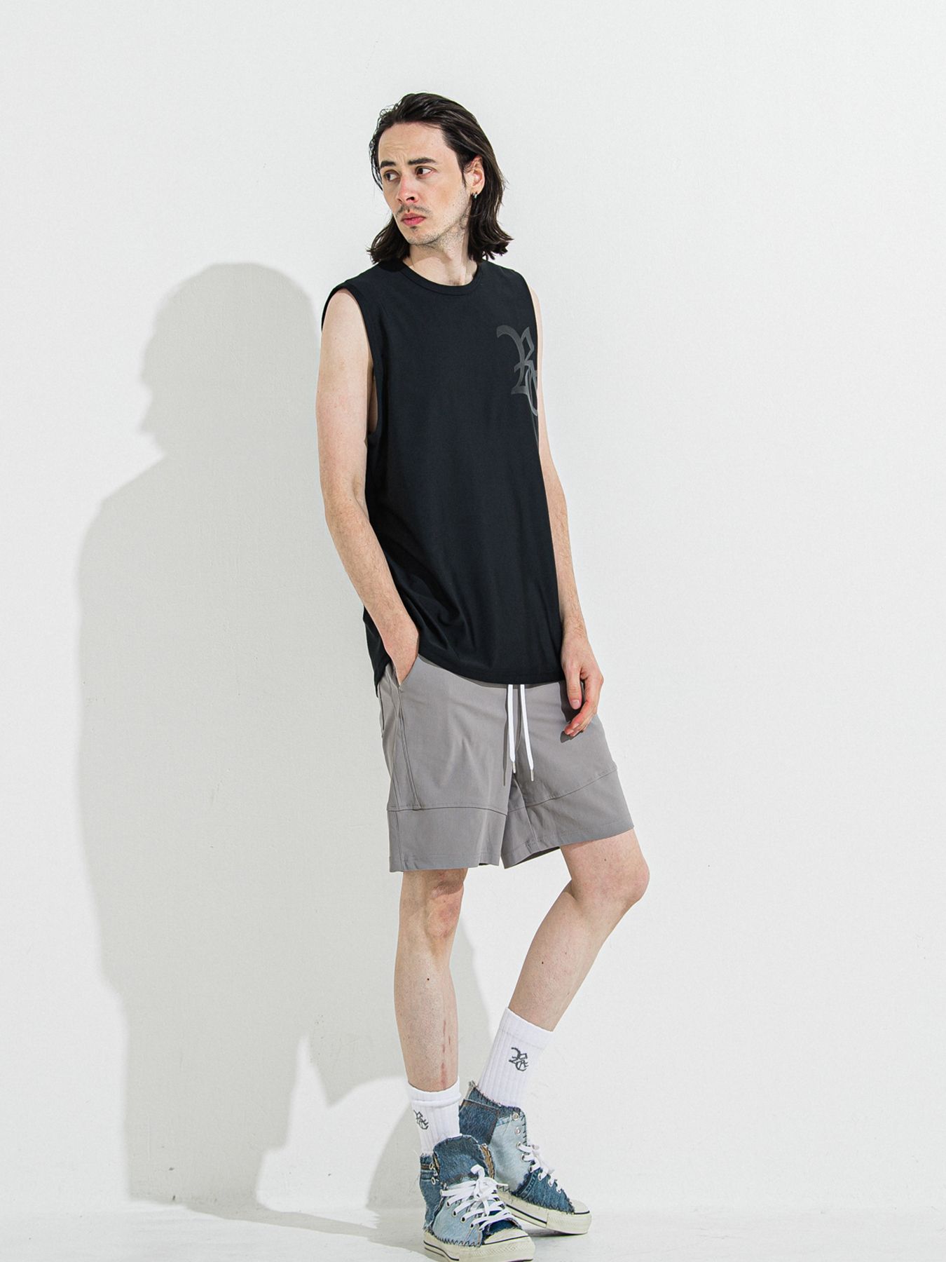 【予約品 】RASH OVER NO SLEEVE / ラッシュガード オーバーサイズノースリーブ / RCブラック
