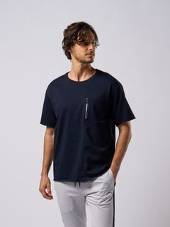 【予約品9月19日 10時締め】 cool touch zip-pocket S/S / Tシャツ / ネイビー