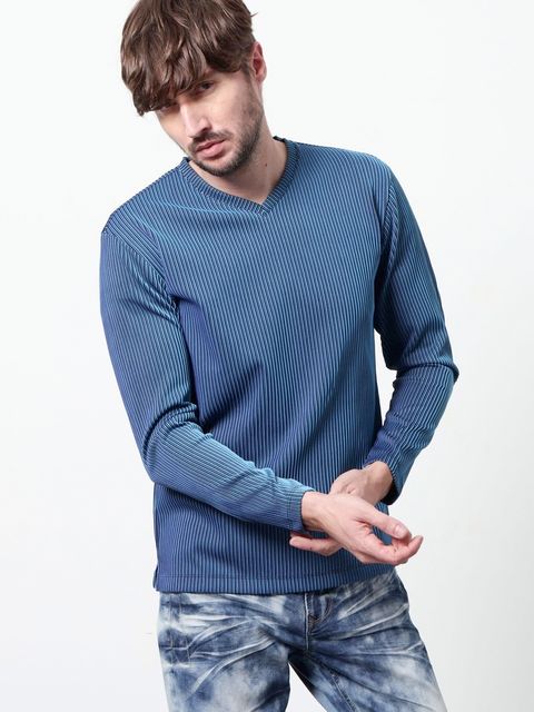 タックボーダーVネックプルオーバー / ネイビー 【HIDEAWAYS NICOLE】