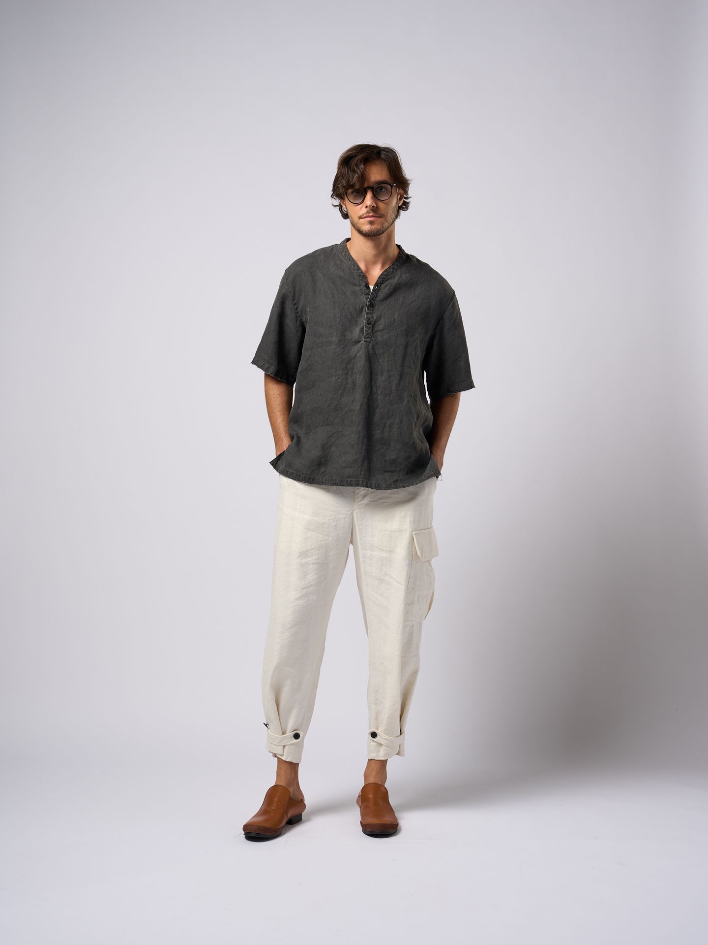 【予約品9月16日 10時締め】 side pocket easy cropped  / イージーパンツ / ホワイト