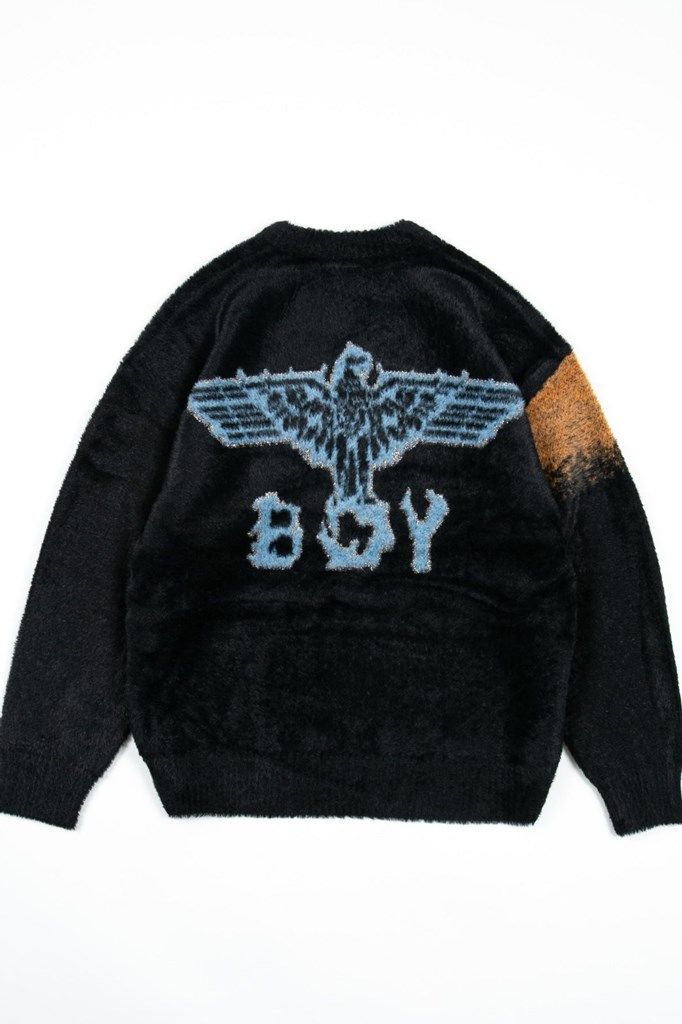 シャギー ニット プルオーバー  / ブラック 【BOY LONDON】