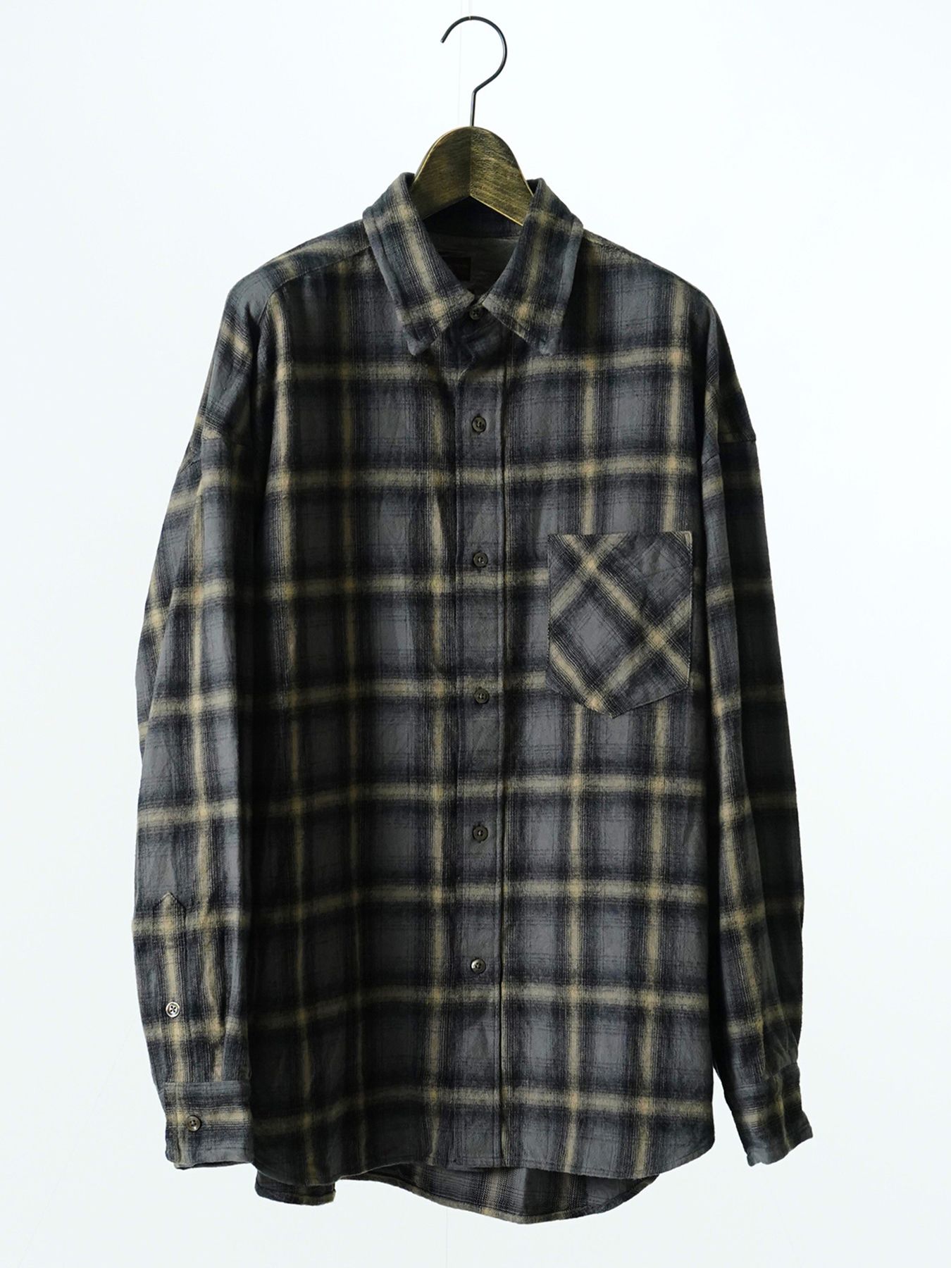 【予約品 7月5日(日) 締切】HAZE FLANNELSHIRTS / フランネルチェックシャツ / チャコール