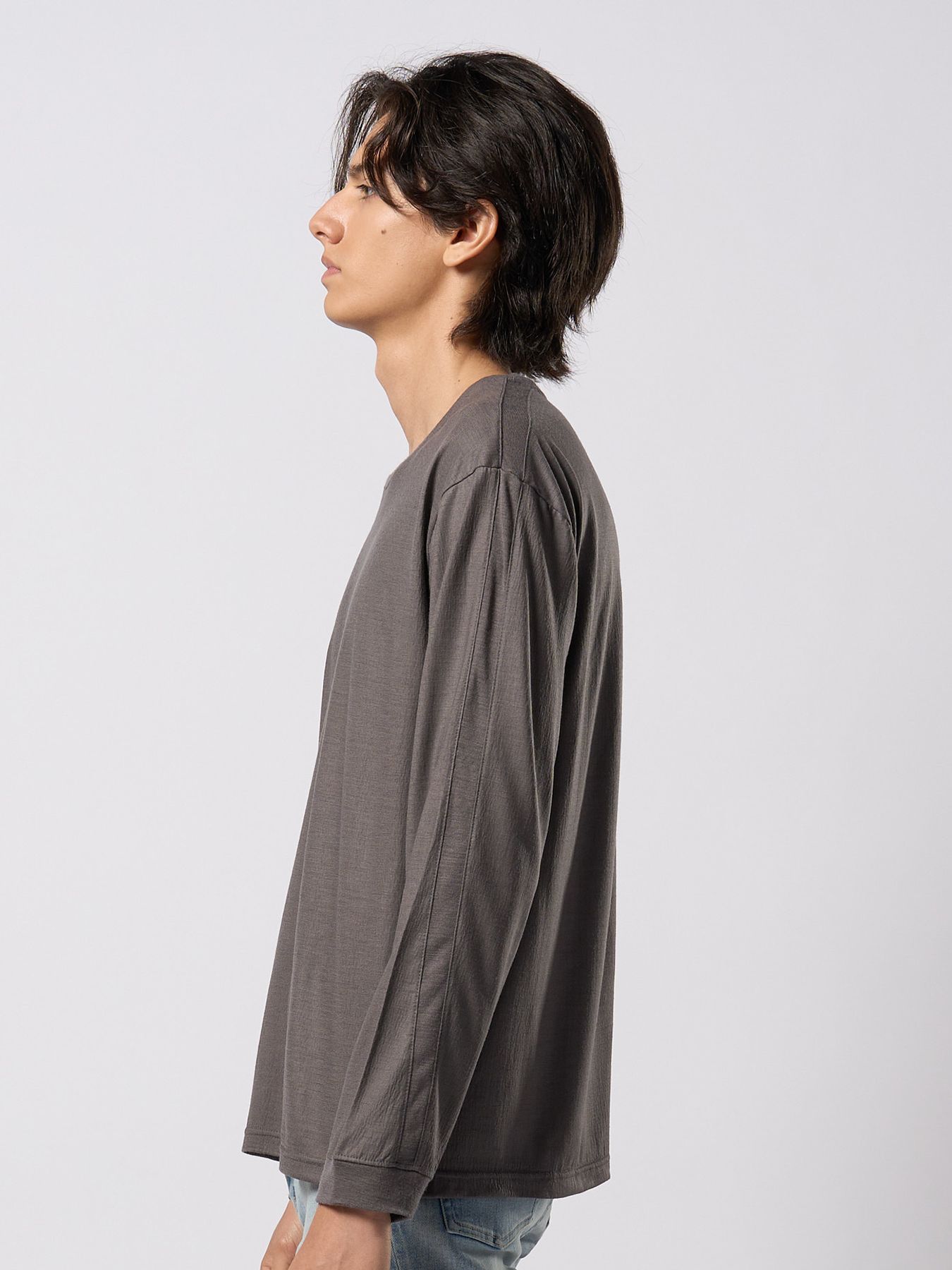 【予約品 9月23日(火) 締切】ex.comfy wool L/S / エクスコンフィーウール ロングスリーブ / スチールグレー