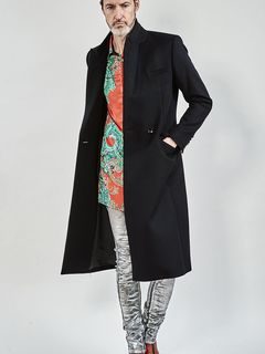 Lamb Beaver wool Semi-double Long Chester Coat / ブラック 【ys Yuji SUGENO】