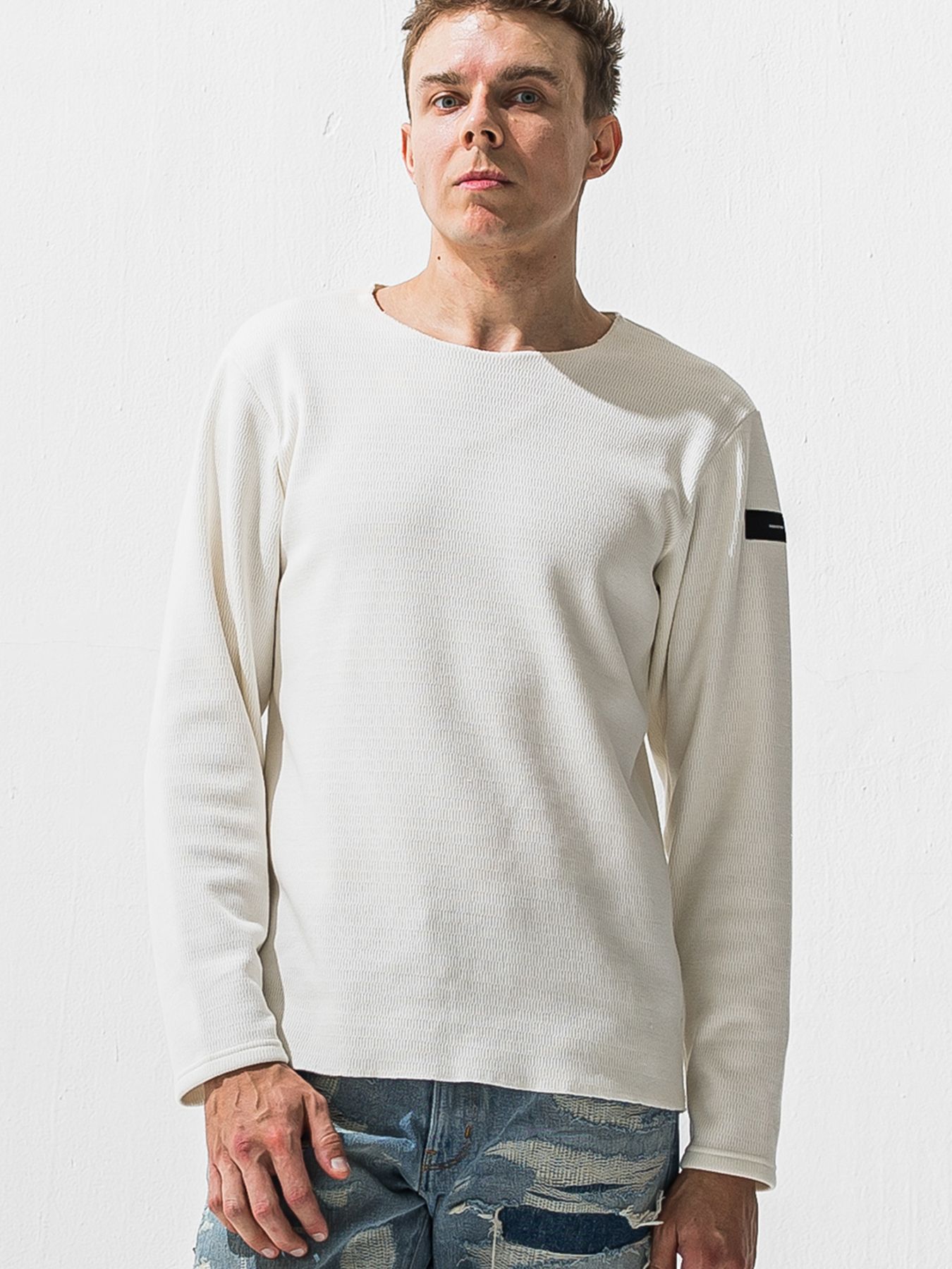 【予約品 9月6日(日) 締切】VELOURS FLEECE NEO THERMAL / 裏起毛 ハニカムサーマル ロングスリーブTシャツ / ホワイト