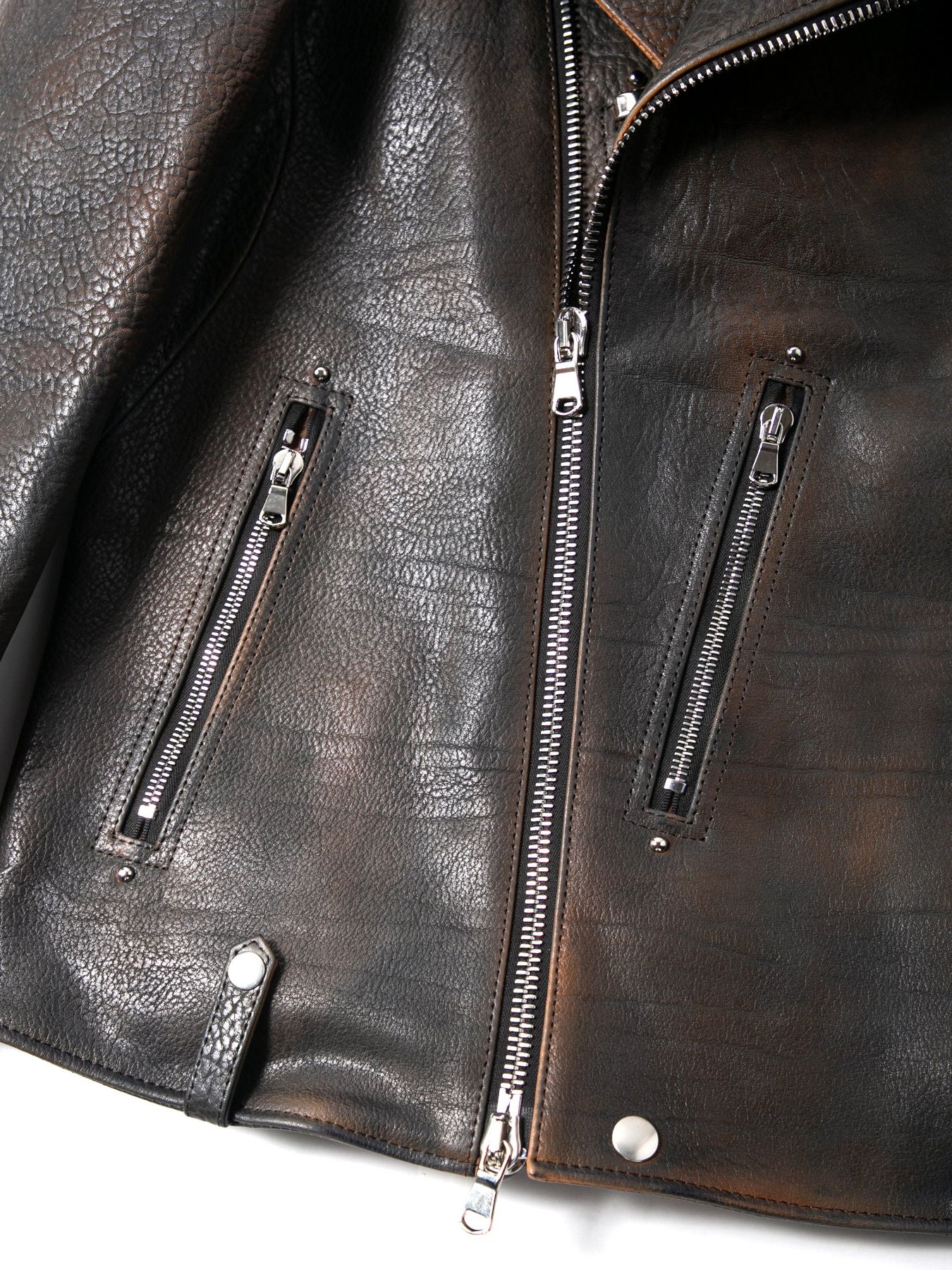 【予約品 9月27日(日) 締切】フルベジタブルタンニン鞣し イタリアン シュリンク ダブルショルダー 燃焼製品染めダブルライダース / HI-FLYER / Burning Dyed NIGHTFALL NAVY