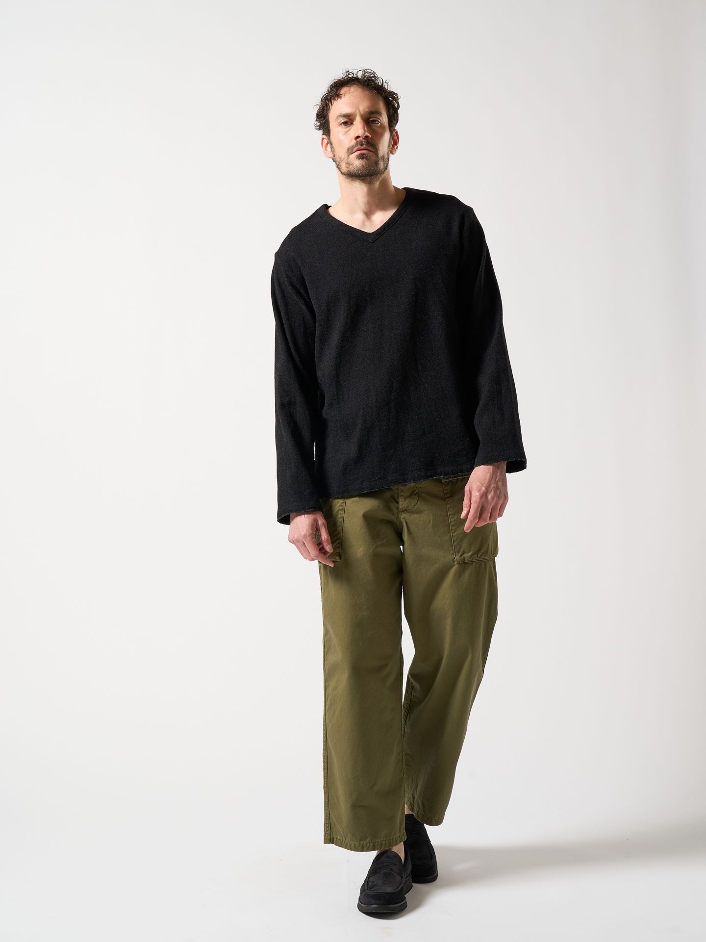 【予約品】 V-neck pullover shirt / Vネックプルオーバー / ダークチャコール