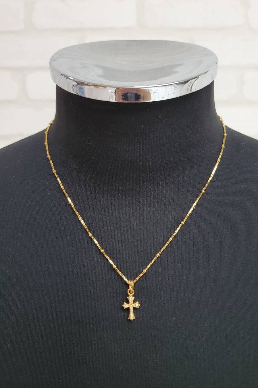 CROSS LINE CHARM PENDANT / SV925.GD.DIA