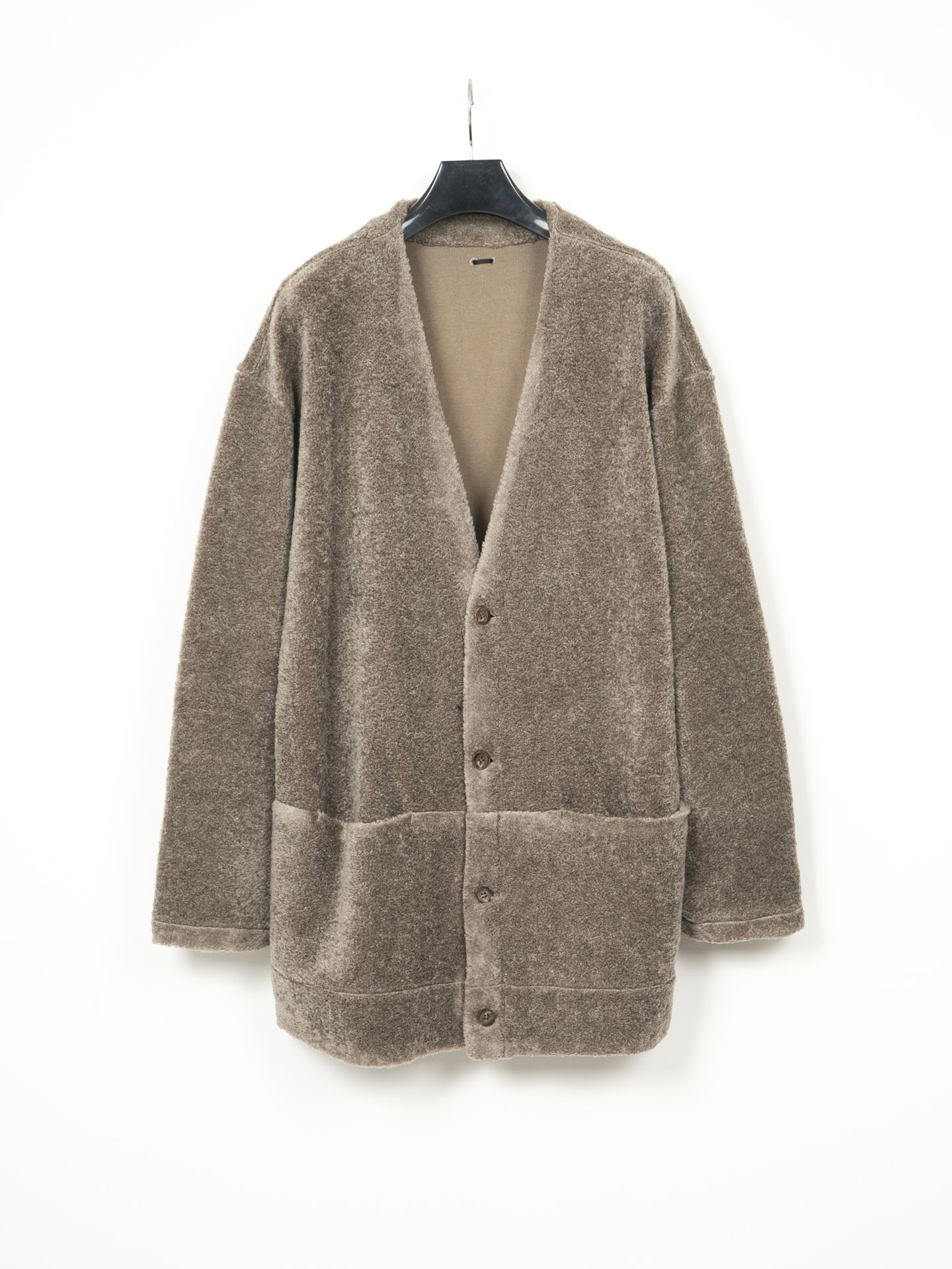 Cotton Acrylic Napped Pile Middle Cardigan / ミドル カーディガン / グレー