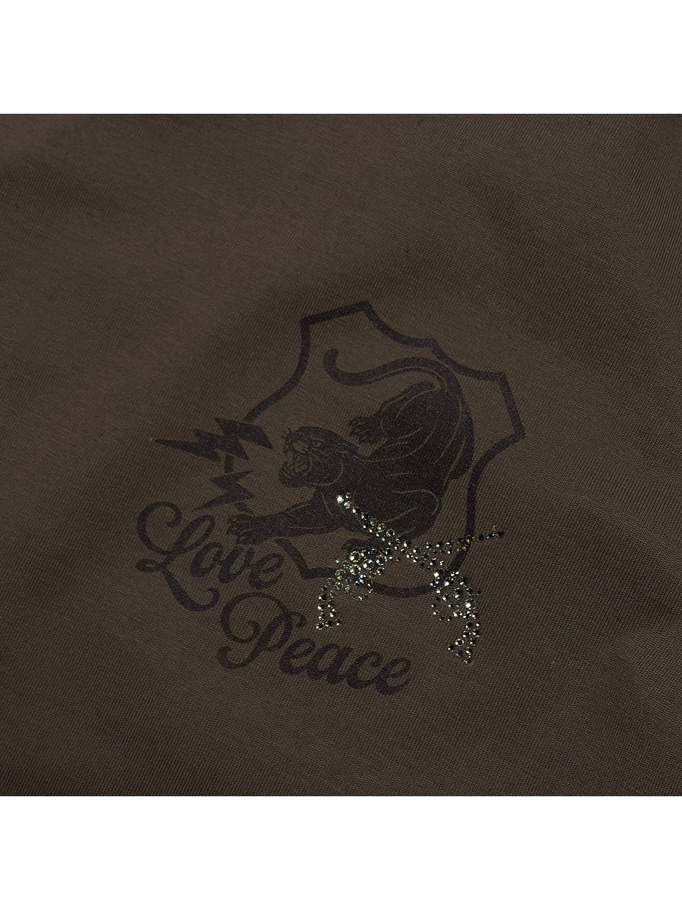 【予約品 3月9日(月) 18:00 締切】ORG/CO L/TEE PANTHER / パンサーエンブレム クリスタルクロスガン オーガニックコットン ロンT / カーキ