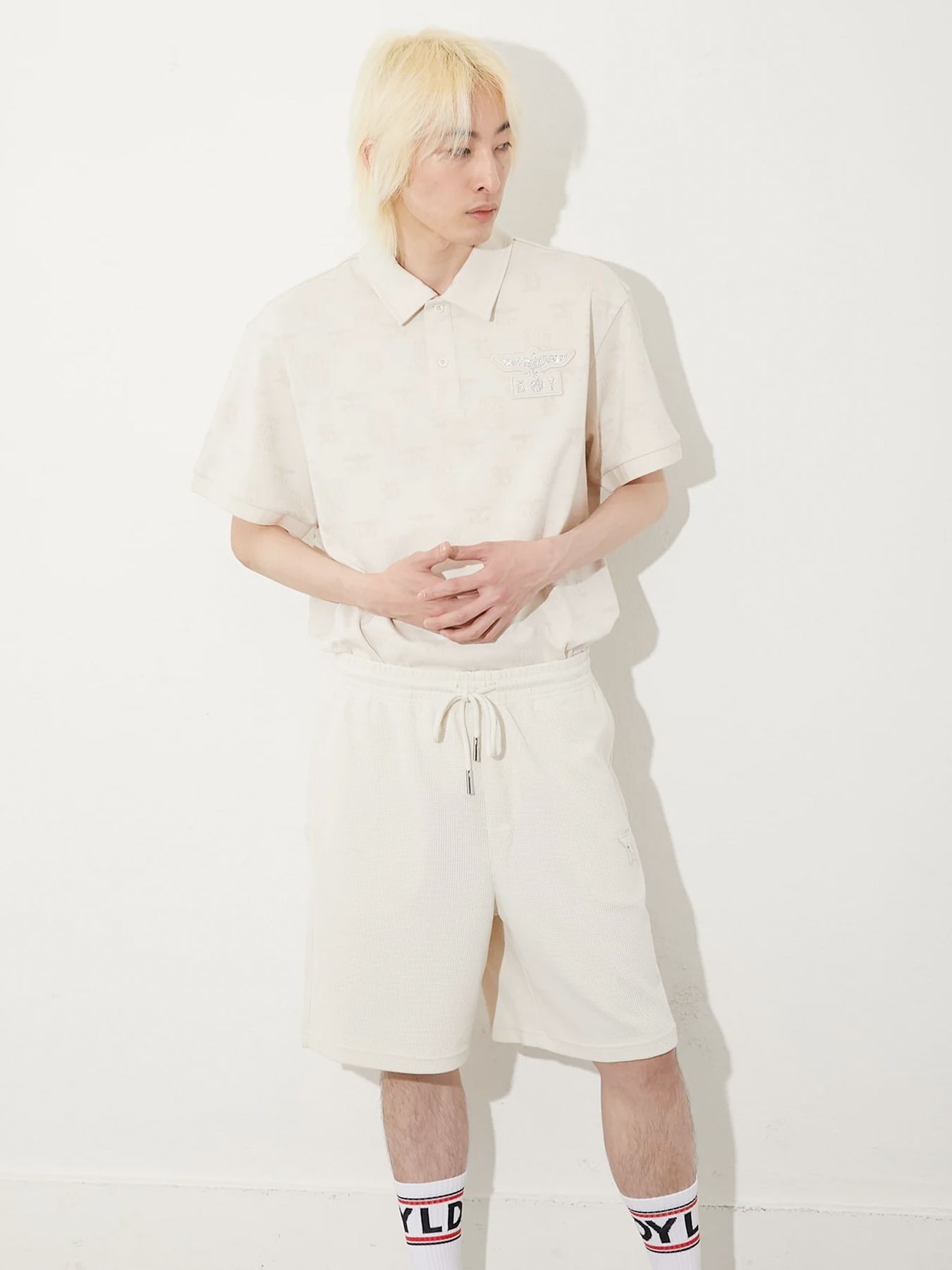 JACQUARD POLO SHIRT / ジャガードポロシャツ / カーキ