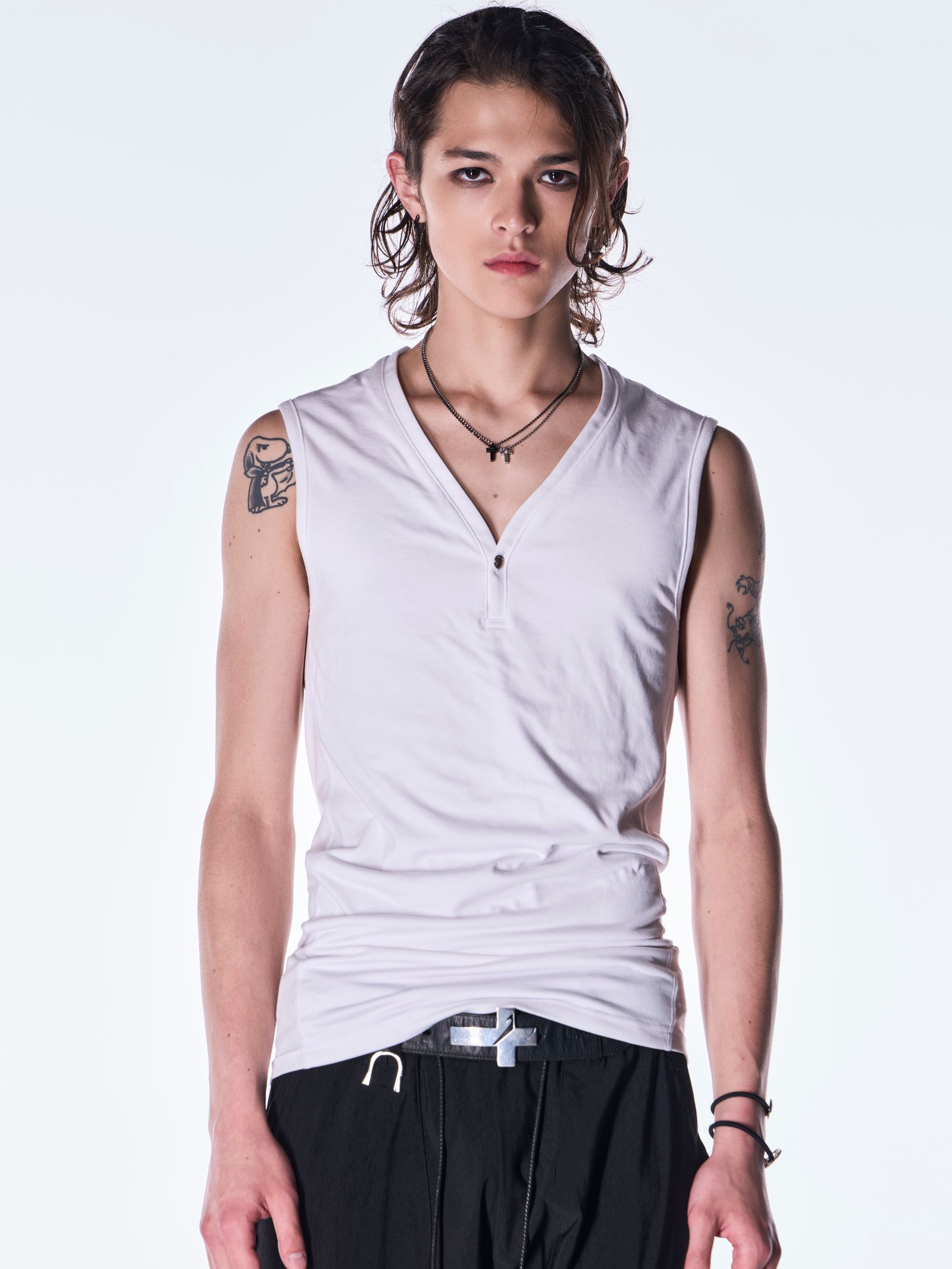 【予約品 6月29日(月) 締切】BEATENJIKU Henry Tank Top / ヘンリーネック タンクトップ / ホワイト