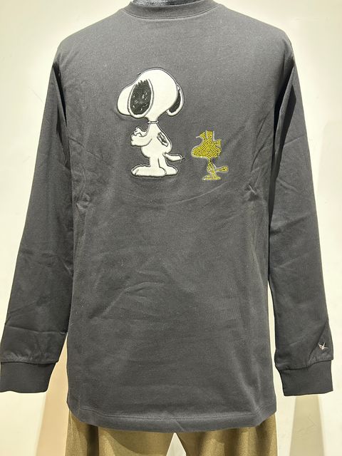 スヌーピー コラボ 長袖Tシャツ / ブラック ラインストーン【PEANUTS × 1PIU1UGUALE3 RELAX】