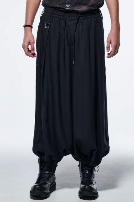 《予約品》 極太ガウチョパンツSharringWideTuckSlacks / テンセルギャバジンブラック 【kiryuyrik】 2023年4月以降入荷予定