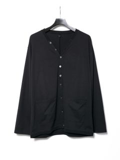 【予約品 10月12日(日) 締切】72/T Organic Cotton High Twisted Single Jersey Cardigan / 72/T オーガニックコットン 強撚 天竺 カーディガン / ブラック