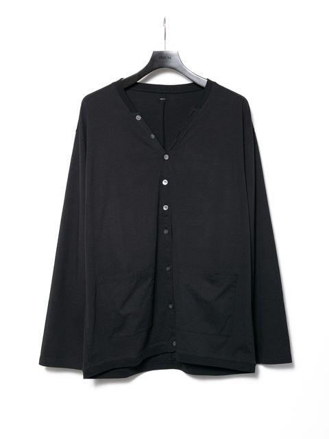 【予約品 10月13日(月) 締切】72/T Organic Cotton High Twisted Single Jersey Cardigan / 72/T オーガニックコットン 強撚 天竺 カーディガン / ブラック