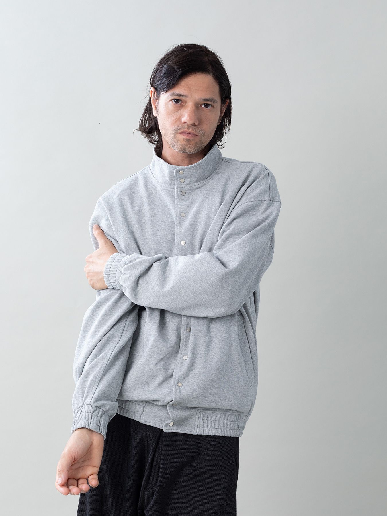 【予約品 5月6日(水) 締切】MOLD-SWEATJACKET / スタンドブルゾン / 杢グレー