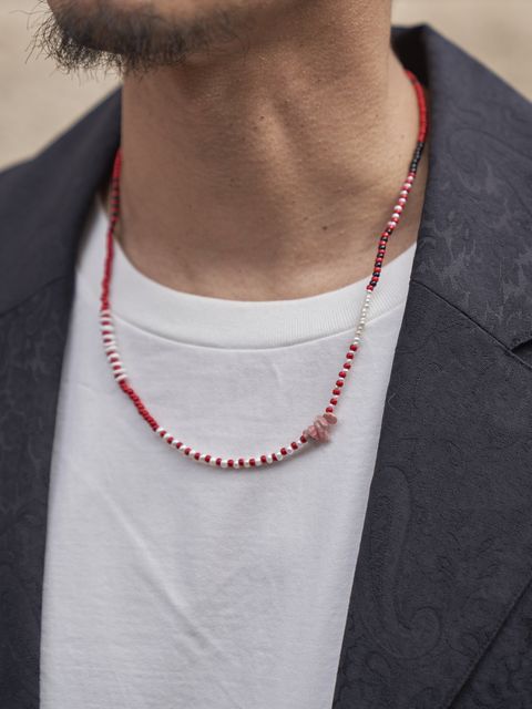 《予約品》 SHELL BEADS MIX NECKLACE / ネックレス / レッド 【Iroquois.SENTI】
