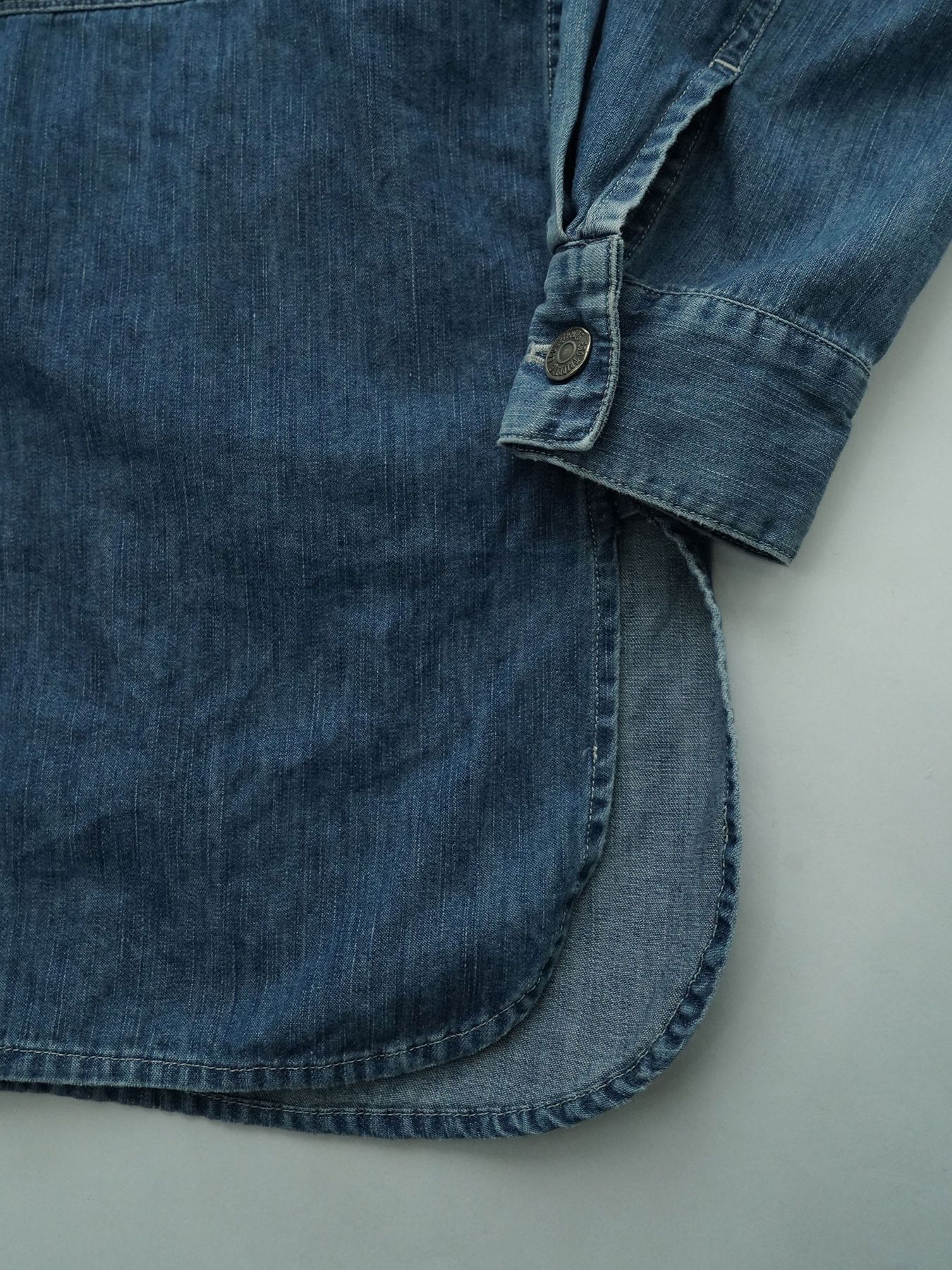 【予約品 10月26日(日) 締切】90sDENIMSHIRTS used / ユーズドデニムオーバーシャツ / INDIGO×L.GRAY