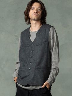 【予約品 7月5日(日) 締切】FRENCH GILET / ウールベスト / 杢チャコール