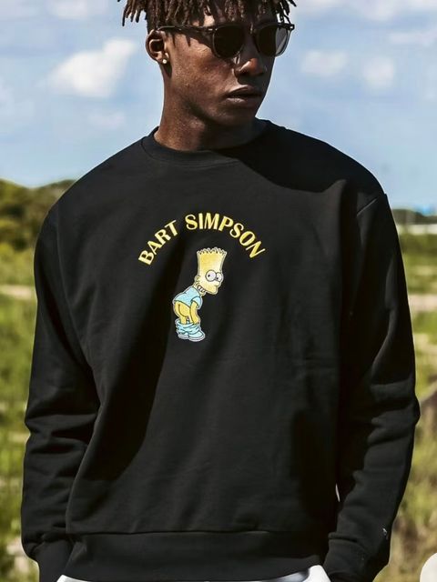 THE SIMPSONS CREW NECK スウェット / ブラック1PIU1UGUALE3 RELAX