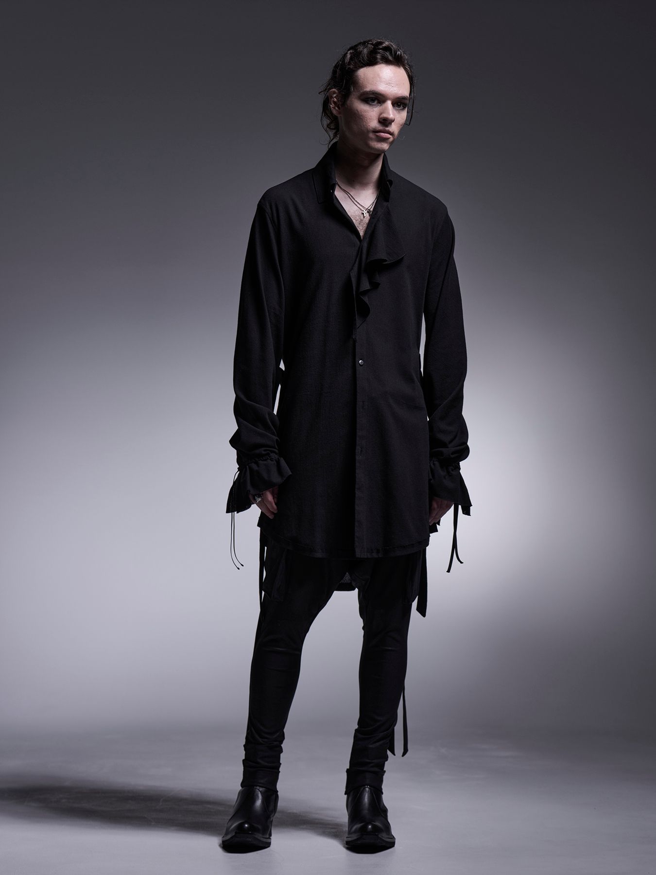 【予約品 】Shirring Frill Shirt / シャーリングフリルシャツ / ブラック