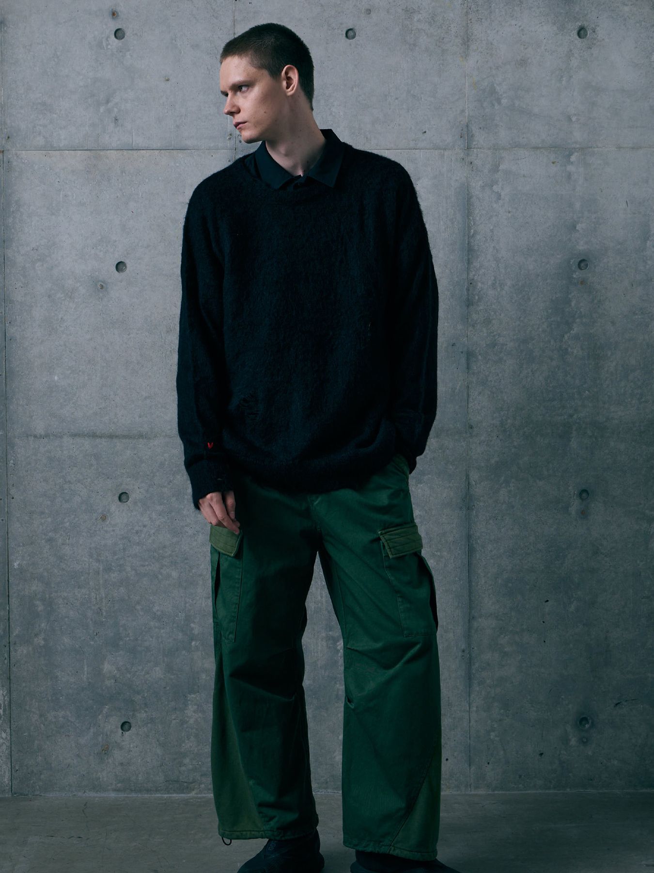 NANCY MOHAIR / モヘア クルーネックニット / BLACK