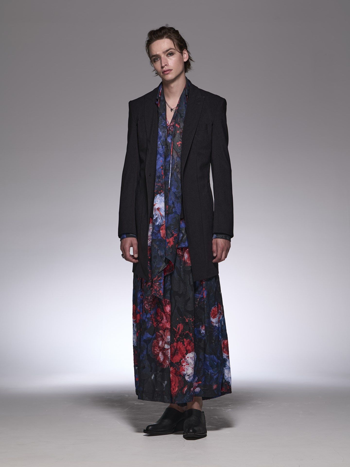 《予約品》 SplashFloraShirt / シャツ / ネイビー＆レッド