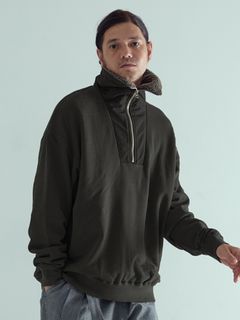 【予約品 】TEXUNION / ボアジップアップ スウェット / チャコール