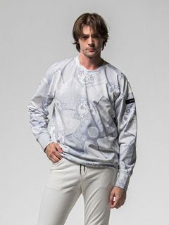 【予約品 8月31日(日) 締切】PAISLEY BACK FLEECE DROP TRAINER / ペイズリー バックフリース ドロップショルダートレーナー / グレー