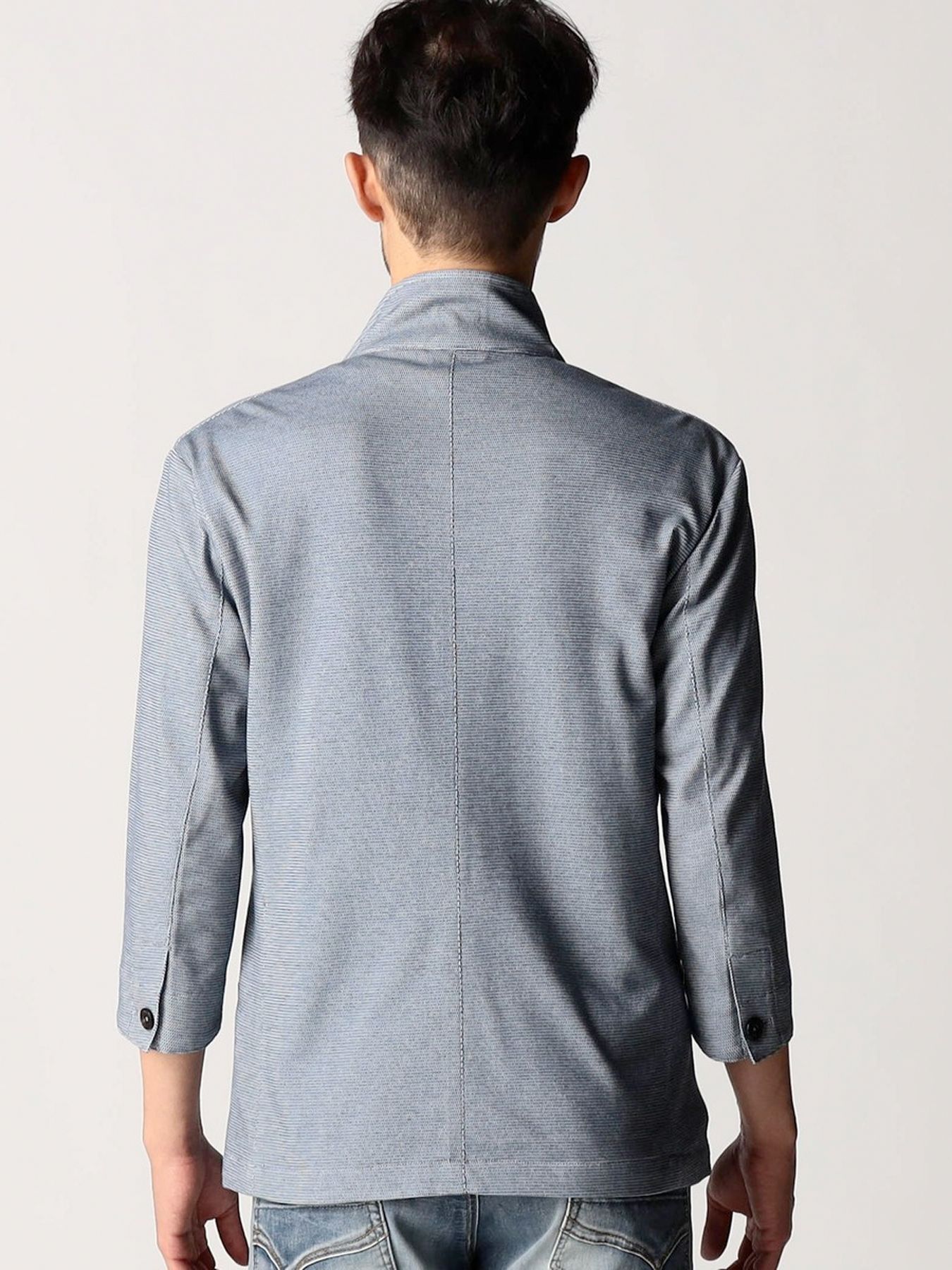 7分袖イタリアンカラージャケット / グレー【NICOLE CLUB FOR MEN】