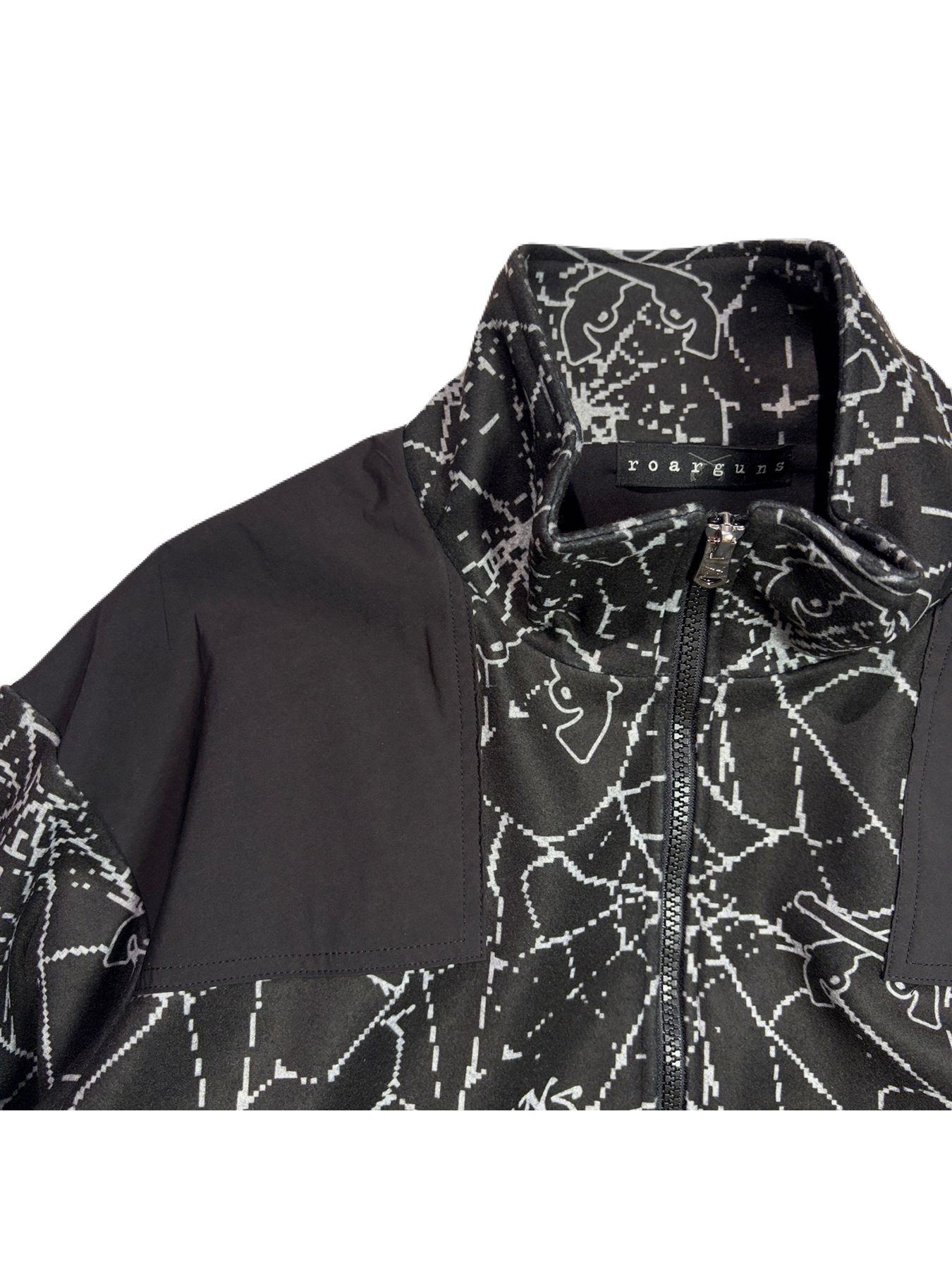 【予約品 3月9日(月) 18:00 締切】SPIDER PRINT JKT CRY / クリスタルクロスガン スパイダープリント フリース ジャケット / ブラック×グレー