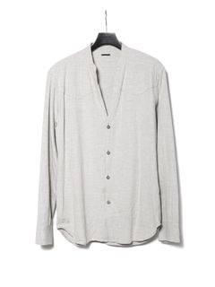 【予約品 10月12日(日) 締切】Softening Washed Rayon Cotton Linen L/S Western Shirt / レーヨン コットン リネン 柔軟ワッシャー 長袖 ウエスタンシャツ / ライトグレー
