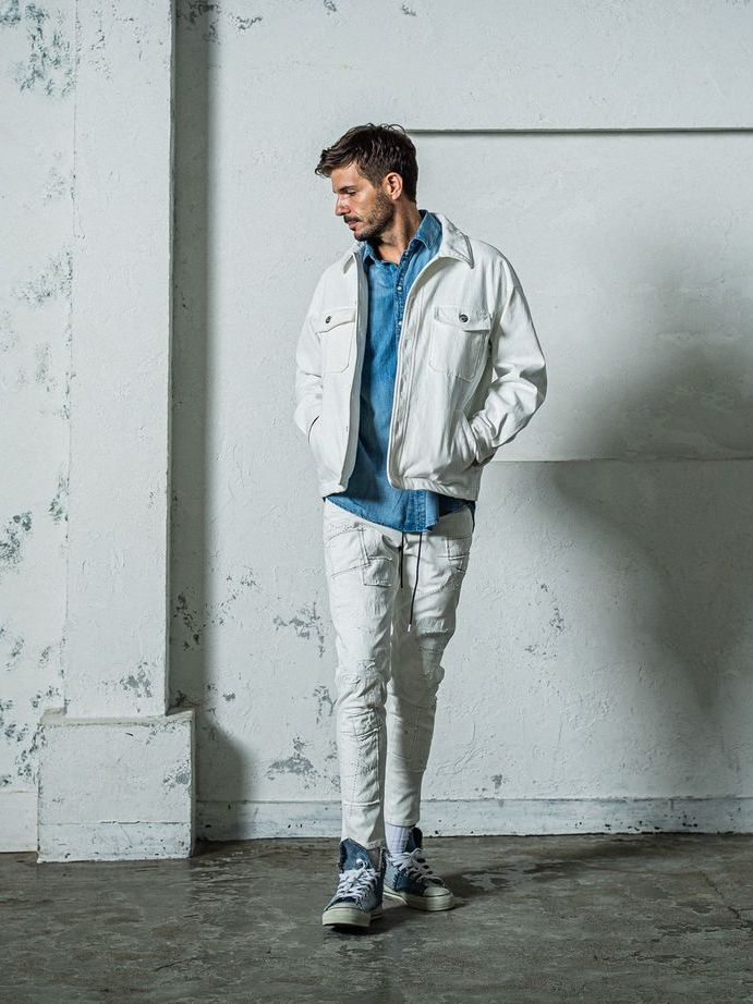 《予約11月17日19時締め》 MICK DENIM JERSEY / ジャージパンツ / ホワイトリメイク
