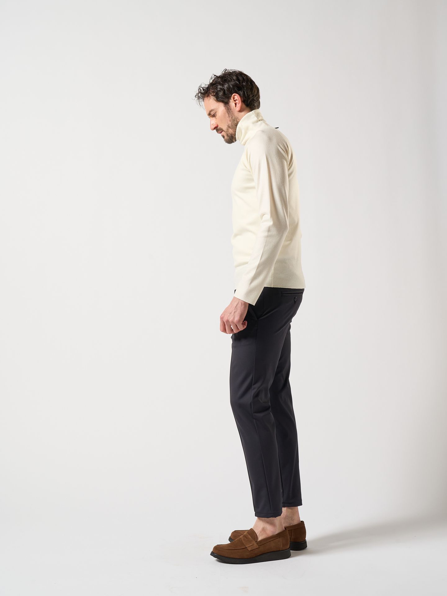 【予約品】 fine wool mock-neck / ニットカットソー / オフホワイト