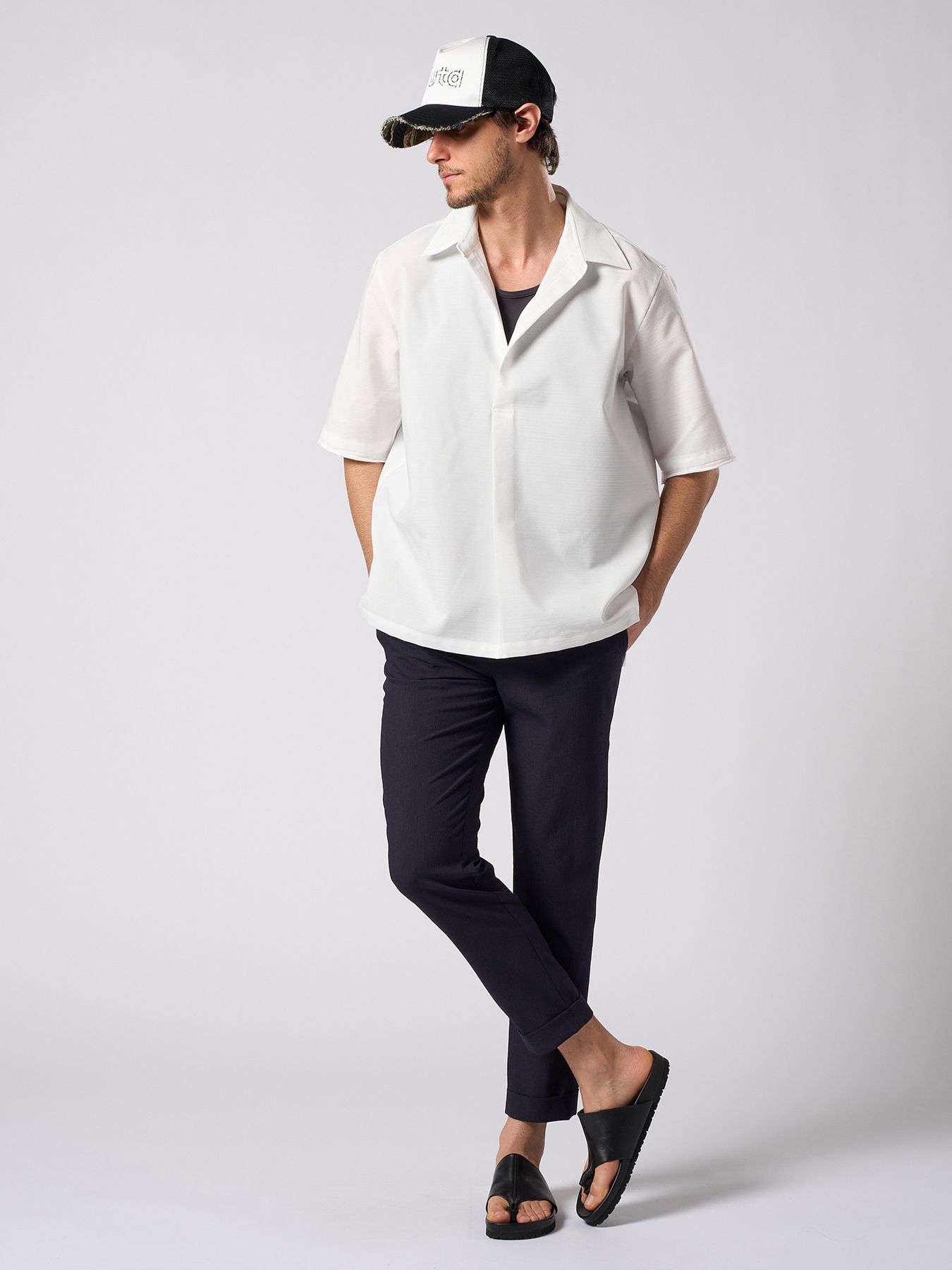 【予約品 1月25日(日) 締切】tuck slim slacks / タックスリムスラックス / ネイビー