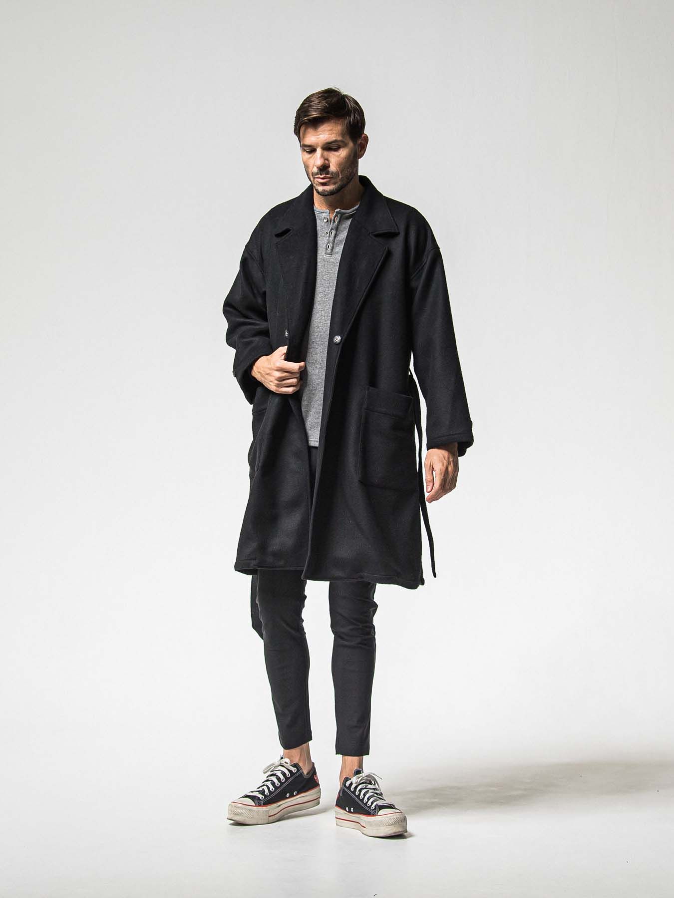 【予約品 】GOWN OVER COAT / ガウンオーバーコート / ブラック