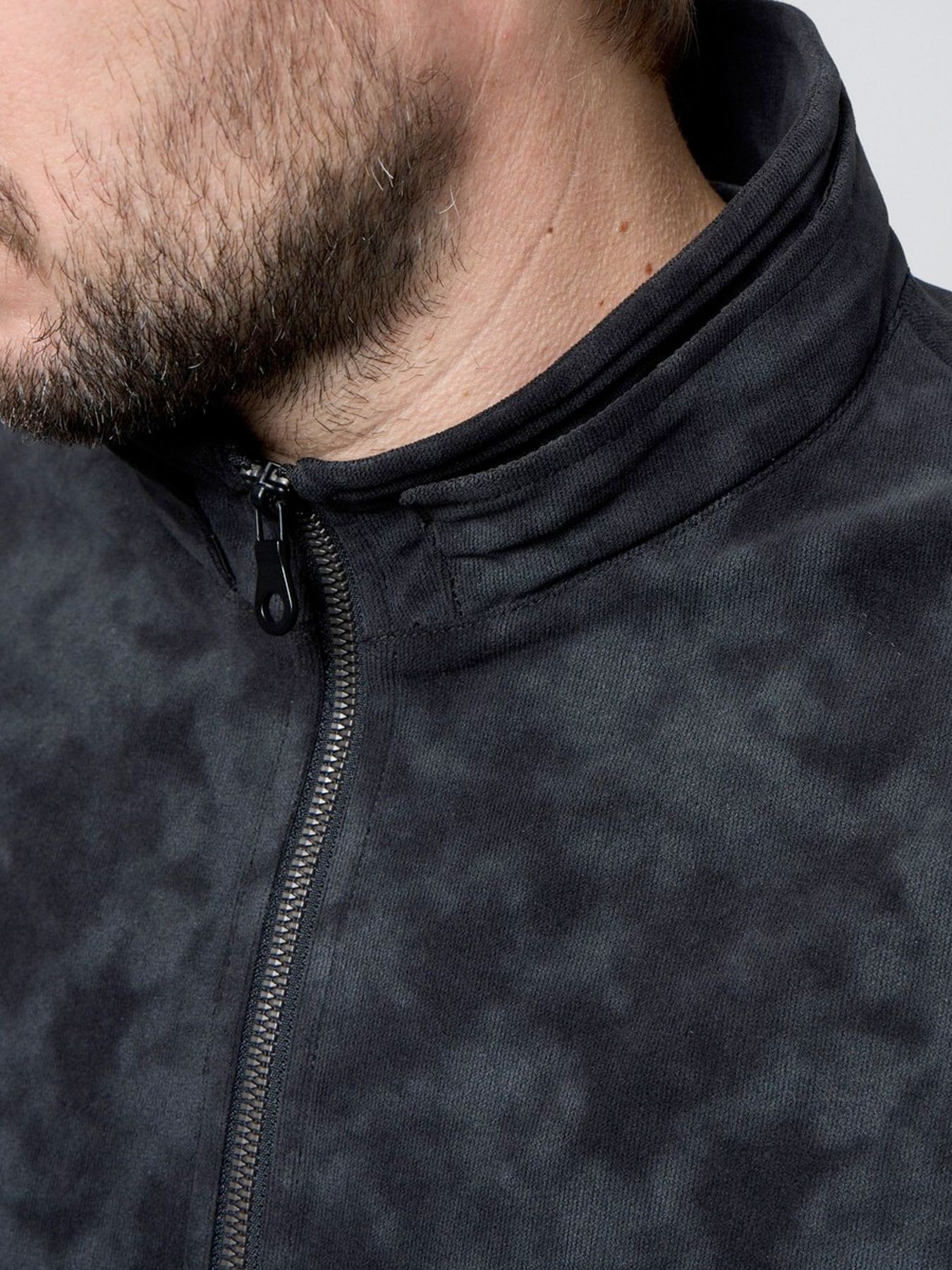 ムラプリントスタンドアップジップブルゾン / ライトグレー【HIDEAWAYS】