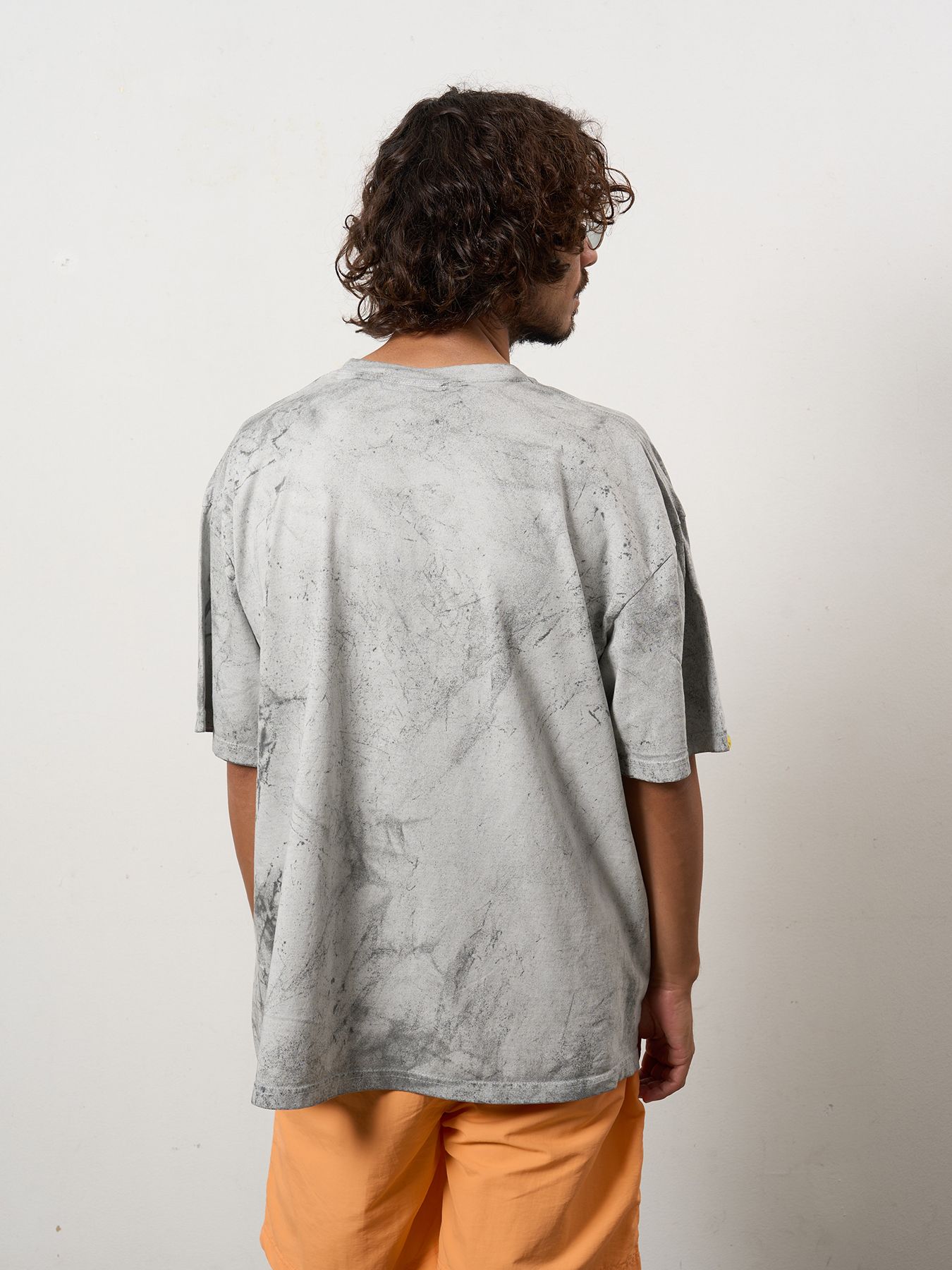 【予約品 10月16日(木) 締切】7oz ピグメントウォッシュドコットン天竺 フラワーフォームプリント SSシャツ / ライトグレー