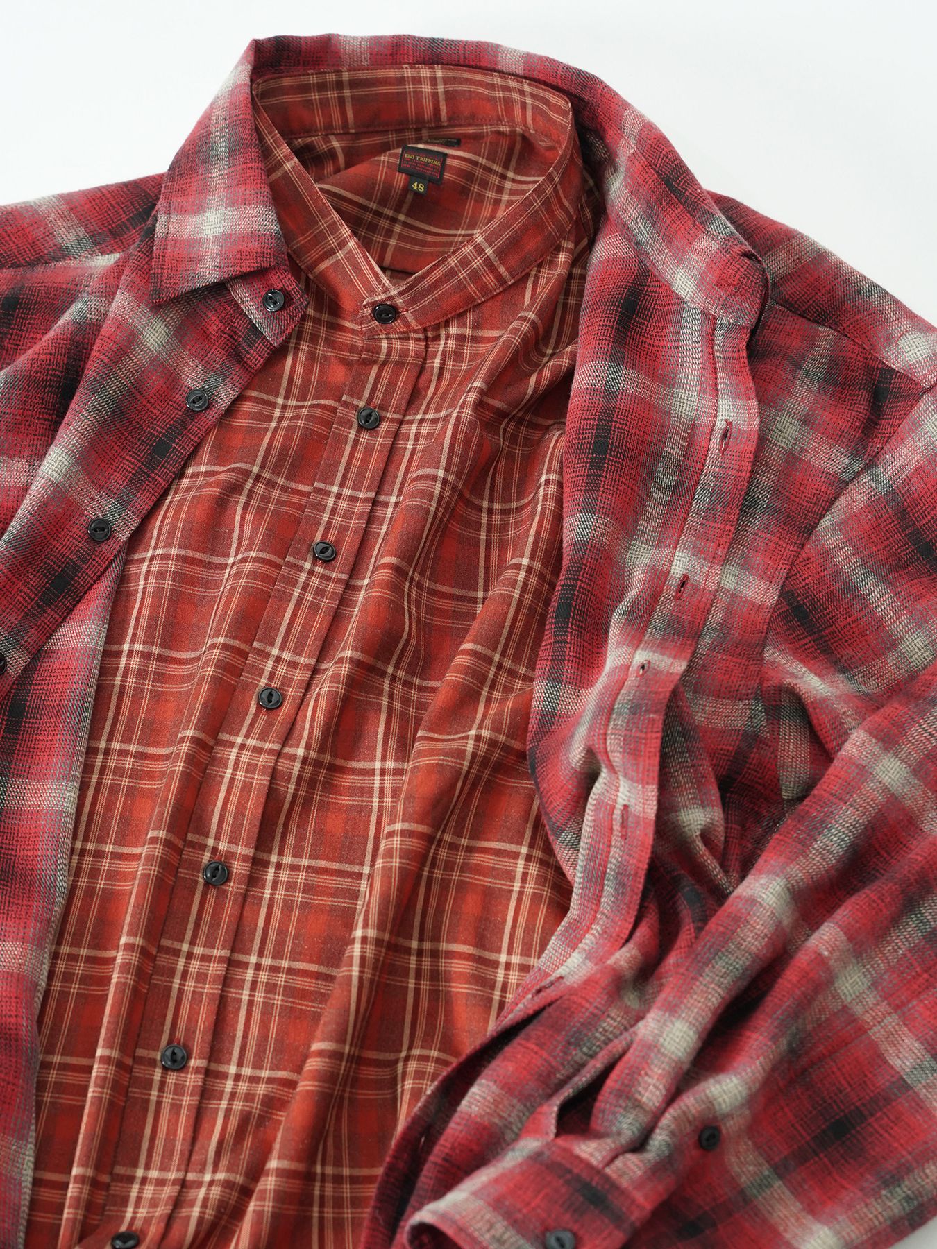 【予約品 5月27日(水) 締切】DOUBLE-SHIRTS / レイヤードシャツ / レッド系